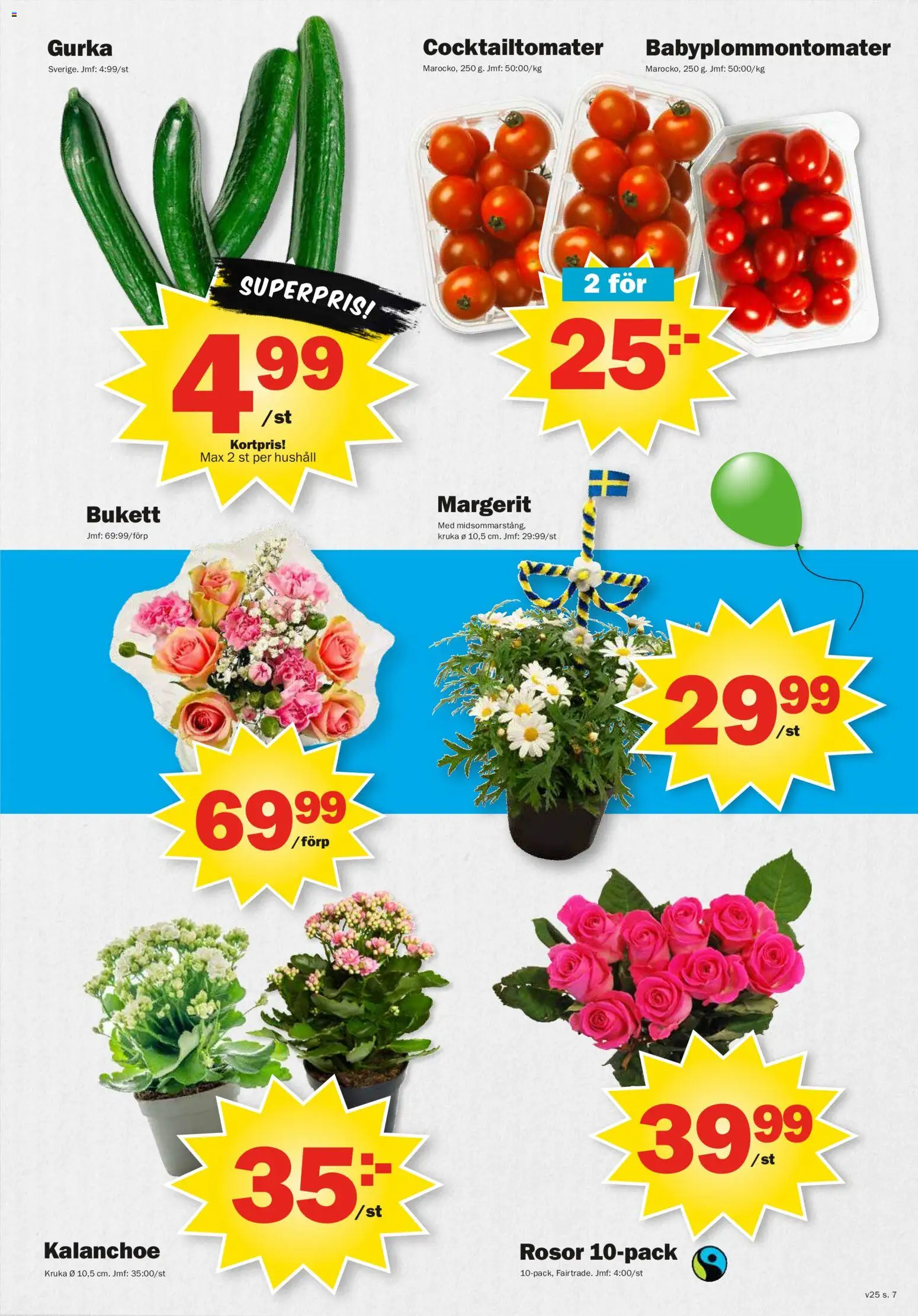 Pekås reklamblad aktuell från 15.06.2026 | Sida: 7 | Produkter: Cocktailtomater, Kruka, Gurka