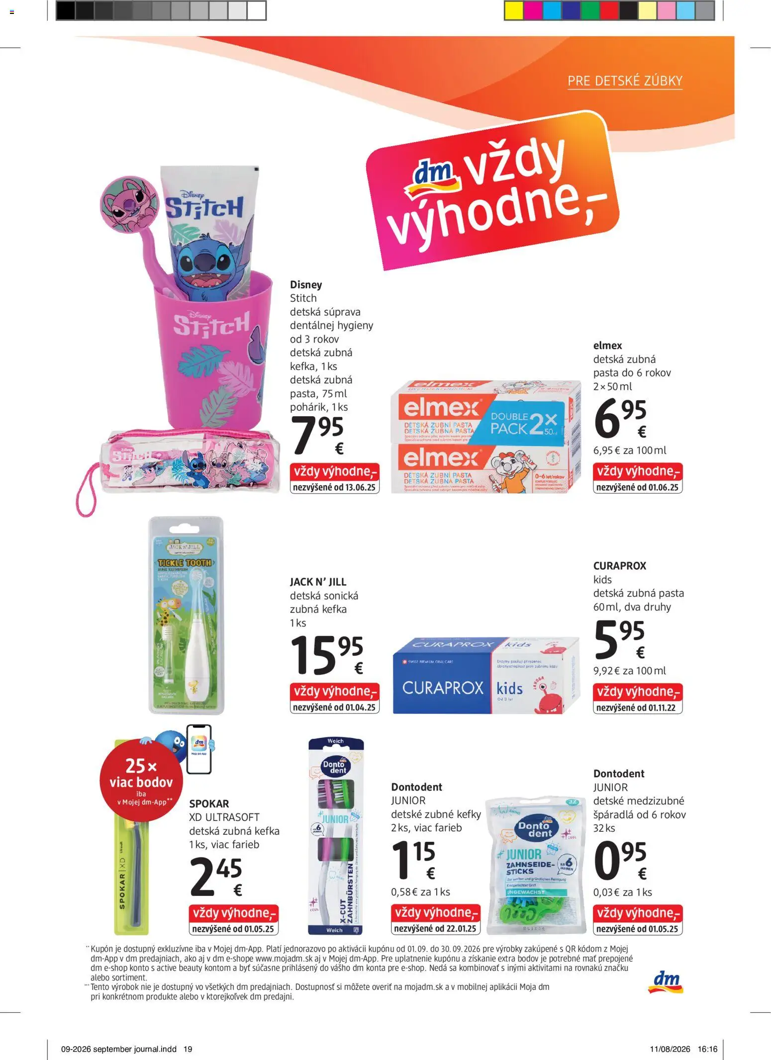 Nové dm drogerie akcie – leták je platný od 01.09.2026 | Strana: 19 | Produkty: Zubná kefka, Zubná pasta, Curaprox