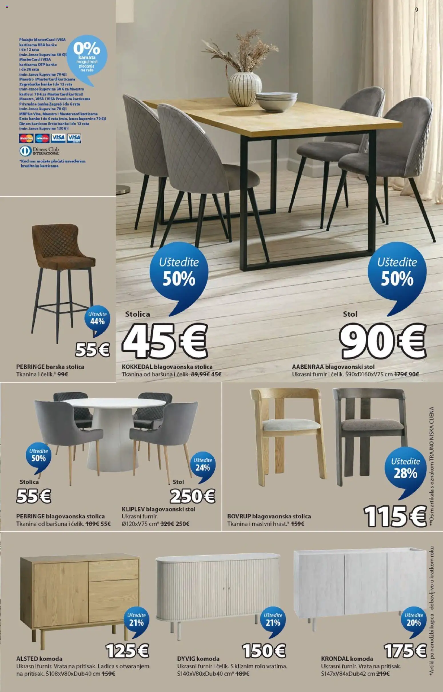 JYSK katalog | vrijedi od 30.09.2026 | Stranica: 9 | Proizvodi: Komoda, Stol, Vrata, Blagovaonska stolica