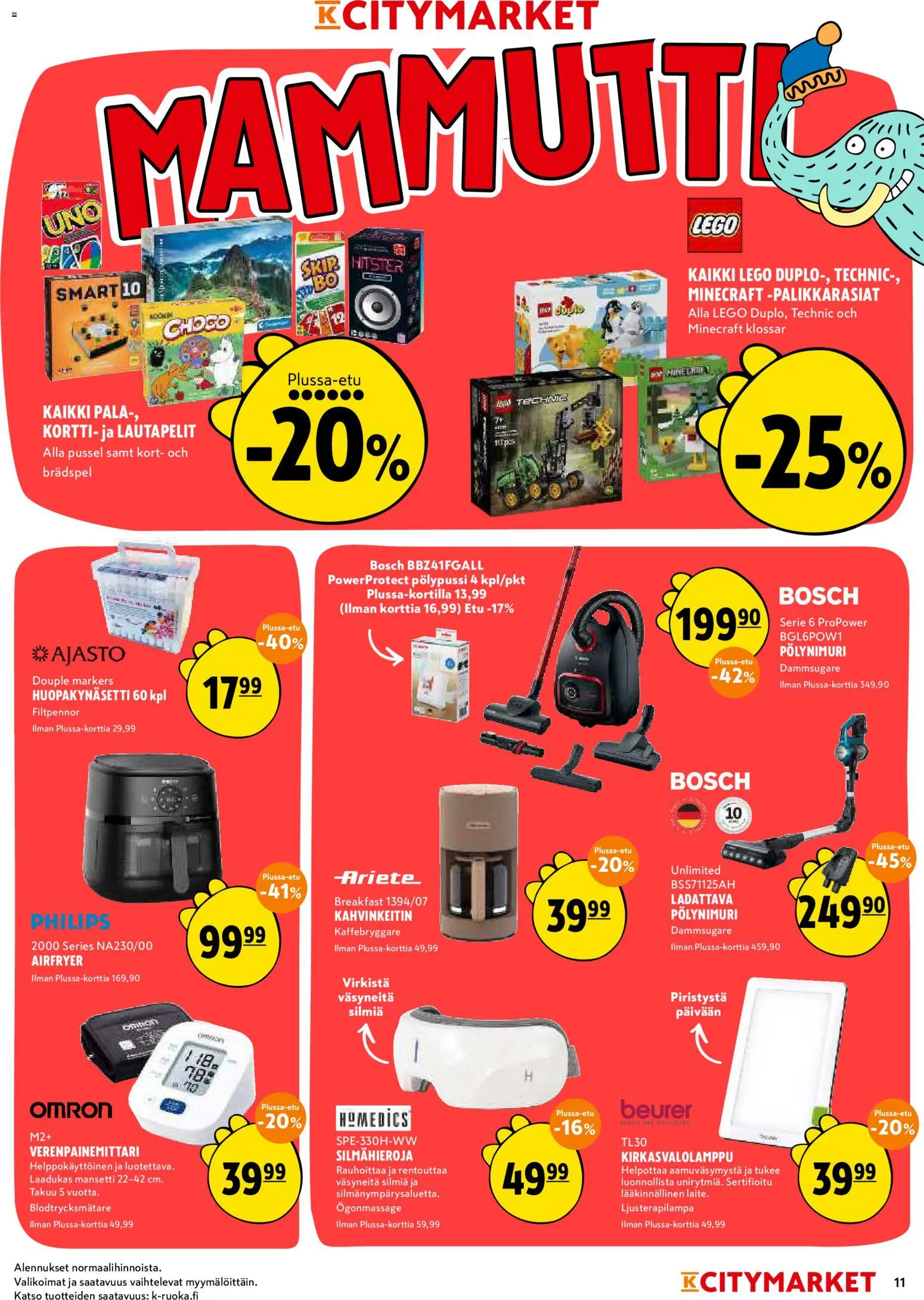 K-Citymarket tarjoukset – voimassa 15/10/2026 alkaen | Sivu: 11 | Tuotteet: Kahvinkeitin, Kirkasvalolamppu, Lautapelit