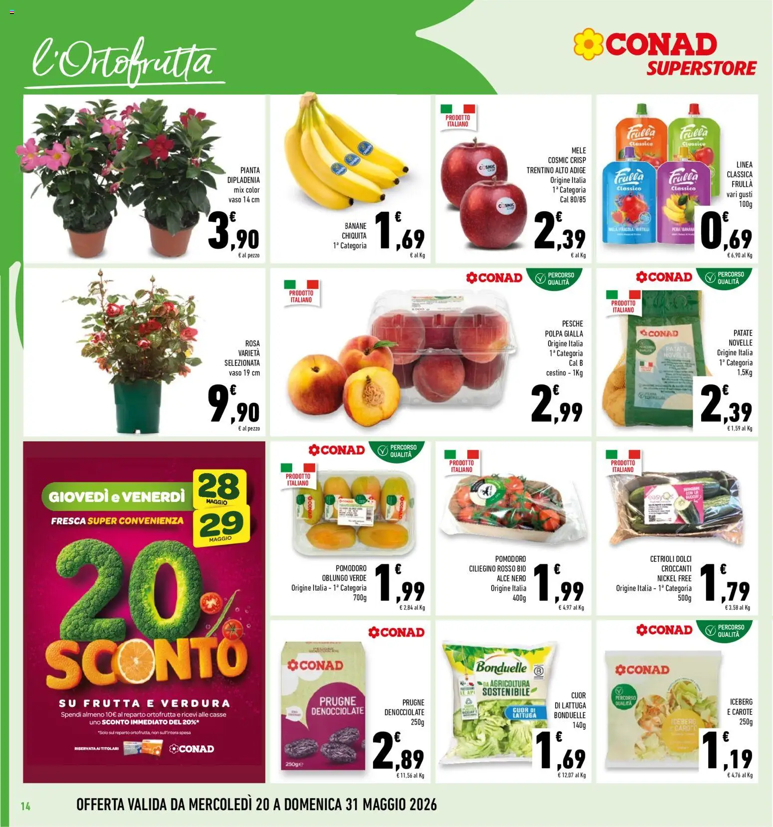 Volantino Conad del 20.05.2026 | Pagina: 14 | Prodotti: Yogurt, Banane, Lattuga, Cestino