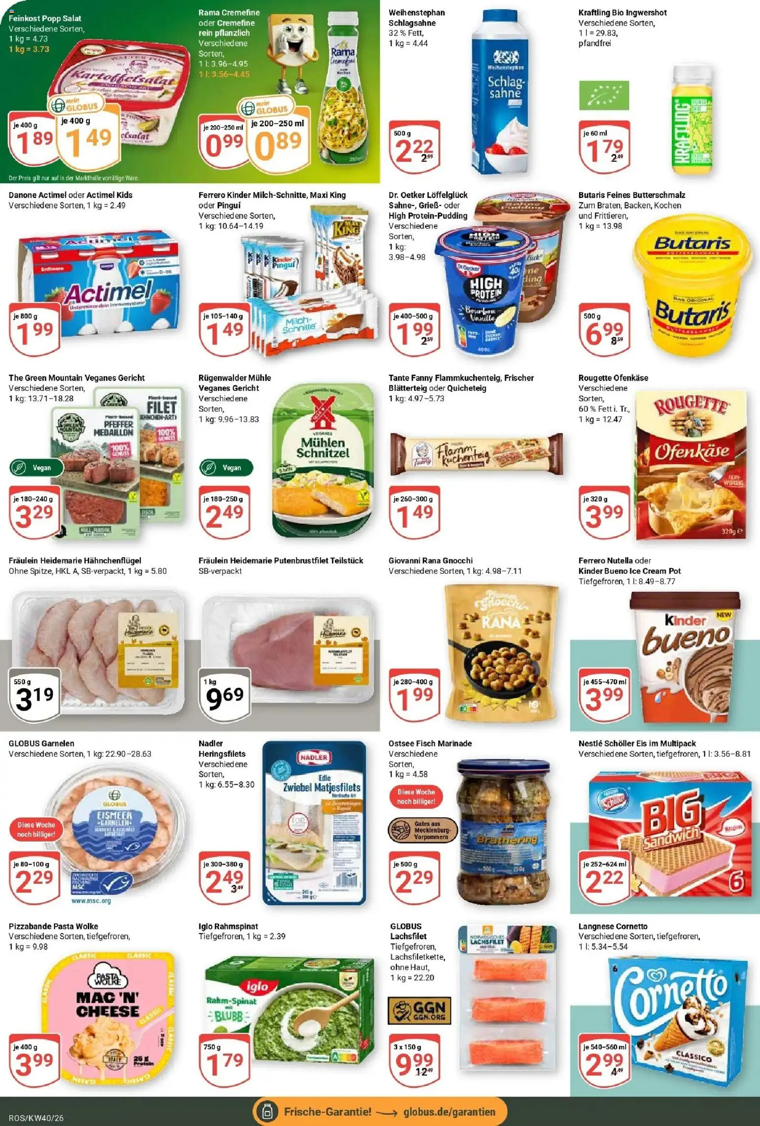 Globus Prospekt Lambrechtshagen (ab 28.09.2026) » Angebote online | Seite: 11 | Produkte: Actimel, Kinder bueno, Rougette ofenkase, Pfeffer