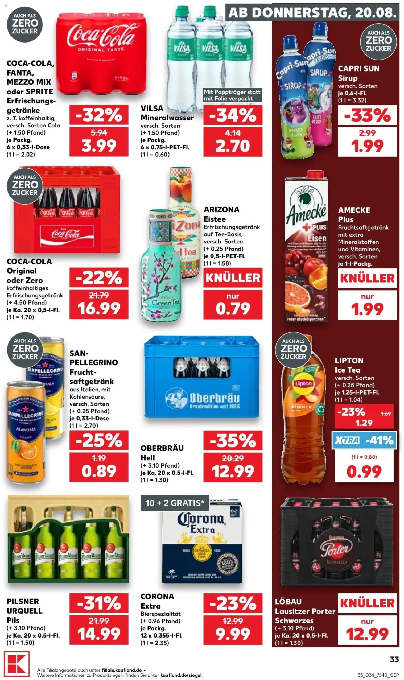 Prospekt Kaufland ab 17.08.2026 » Angebote Online zum Blättern | Seite: 44 | Produkte: Mezzo mix, Sprite, Capri sun, Pfirsich