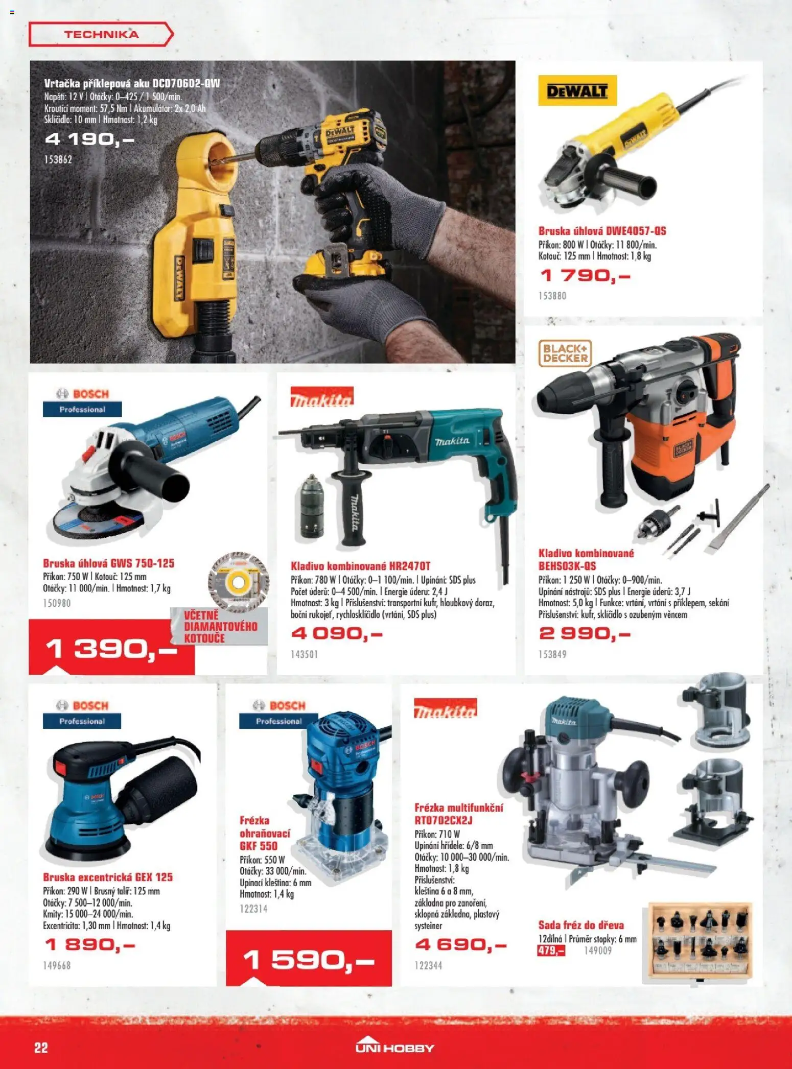 Uni Hobby leták od 01.10.2026 | Strana: 22 | Produkty: Makita, Bruska, Kladivo, Frézka