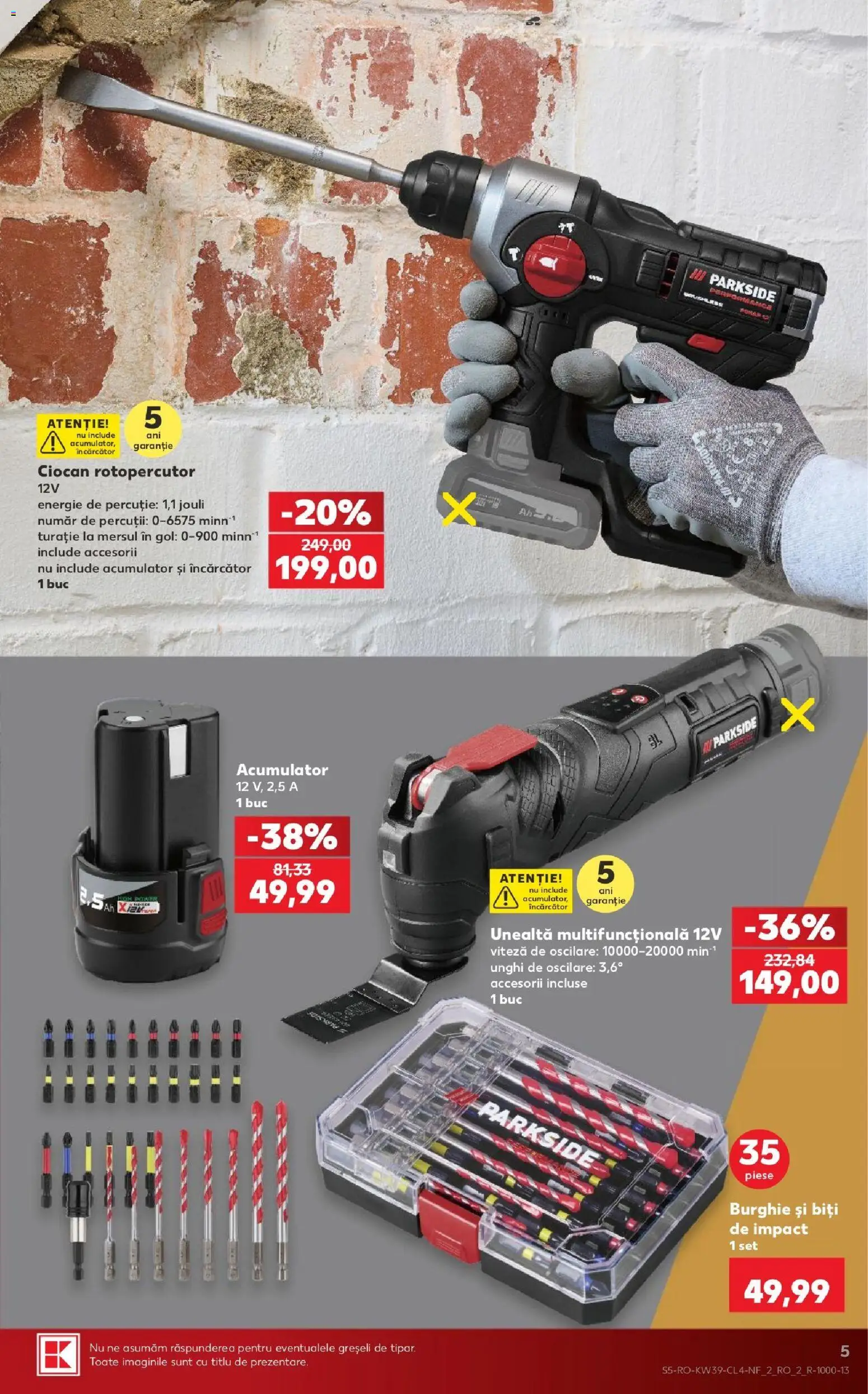 Noul catalog Kaufland – valabil de la 23.09.2026 | Pagină: 5 | Produse: Încărcător, Ciocan rotopercutor, Parkside, Impact