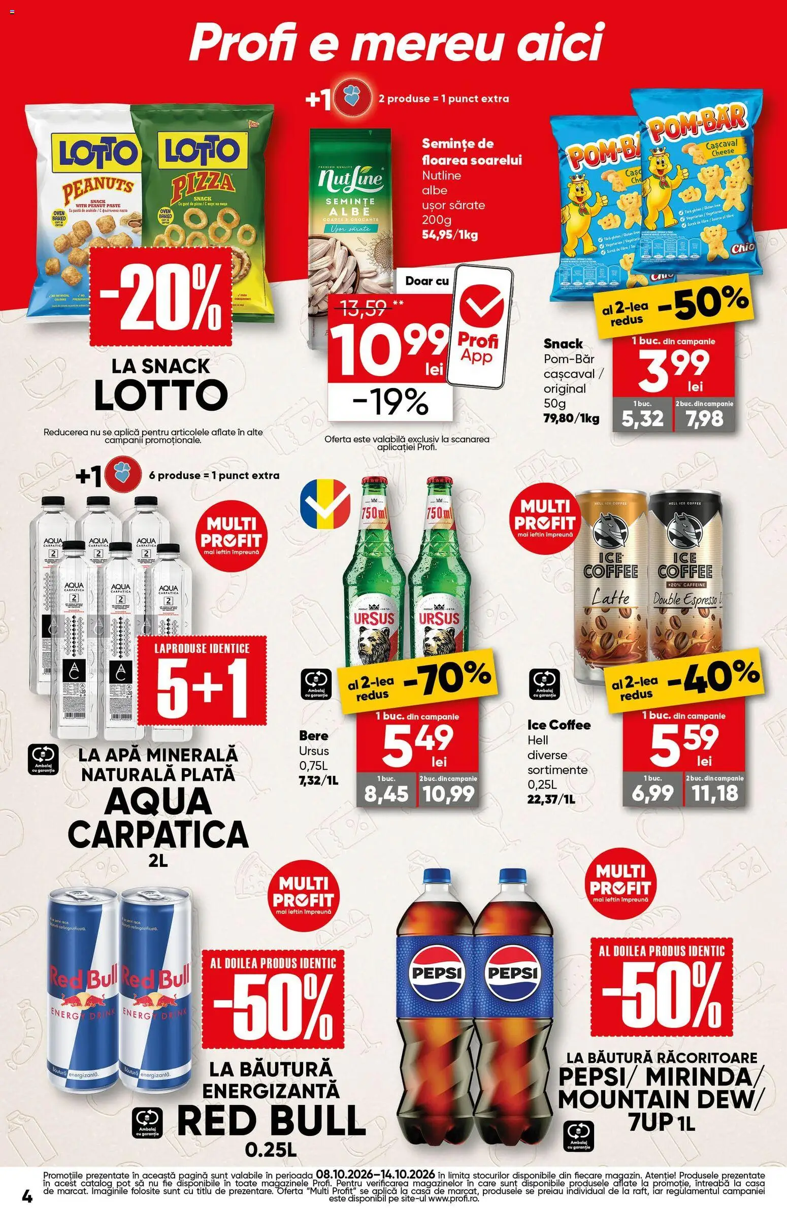 Noul catalog Profi – valabil de la 08.10.2026 | Pagină: 4 | Produse: Premium, Red Bull, Pepsi, Aqua