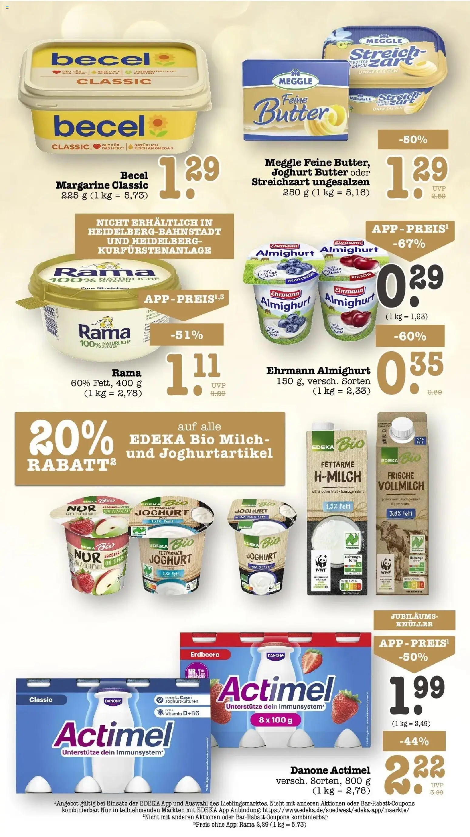 Edeka Prospekt Heidelberg (ab 28.09.2026) » Angebote Online | Seite: 28 | Produkte: Margarine, Ehrmann almighurt, Butter, Joghurt