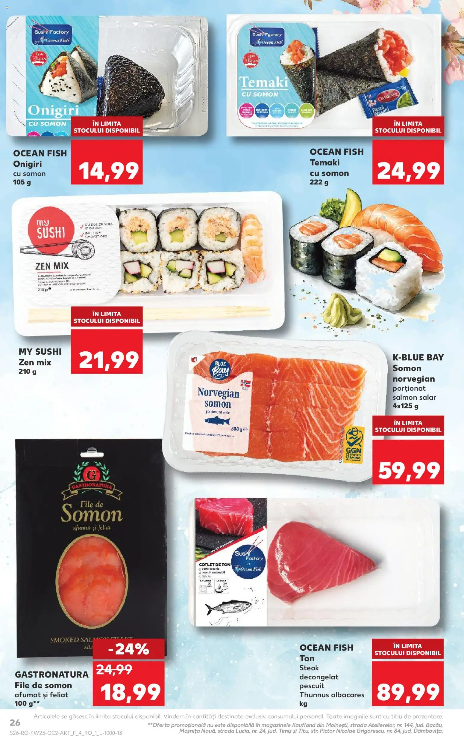 Noul catalog Kaufland – valabil de la 17.06.2026 | Pagină: 26 | Produse: Șal, Lait de coco, Sushi, Sos