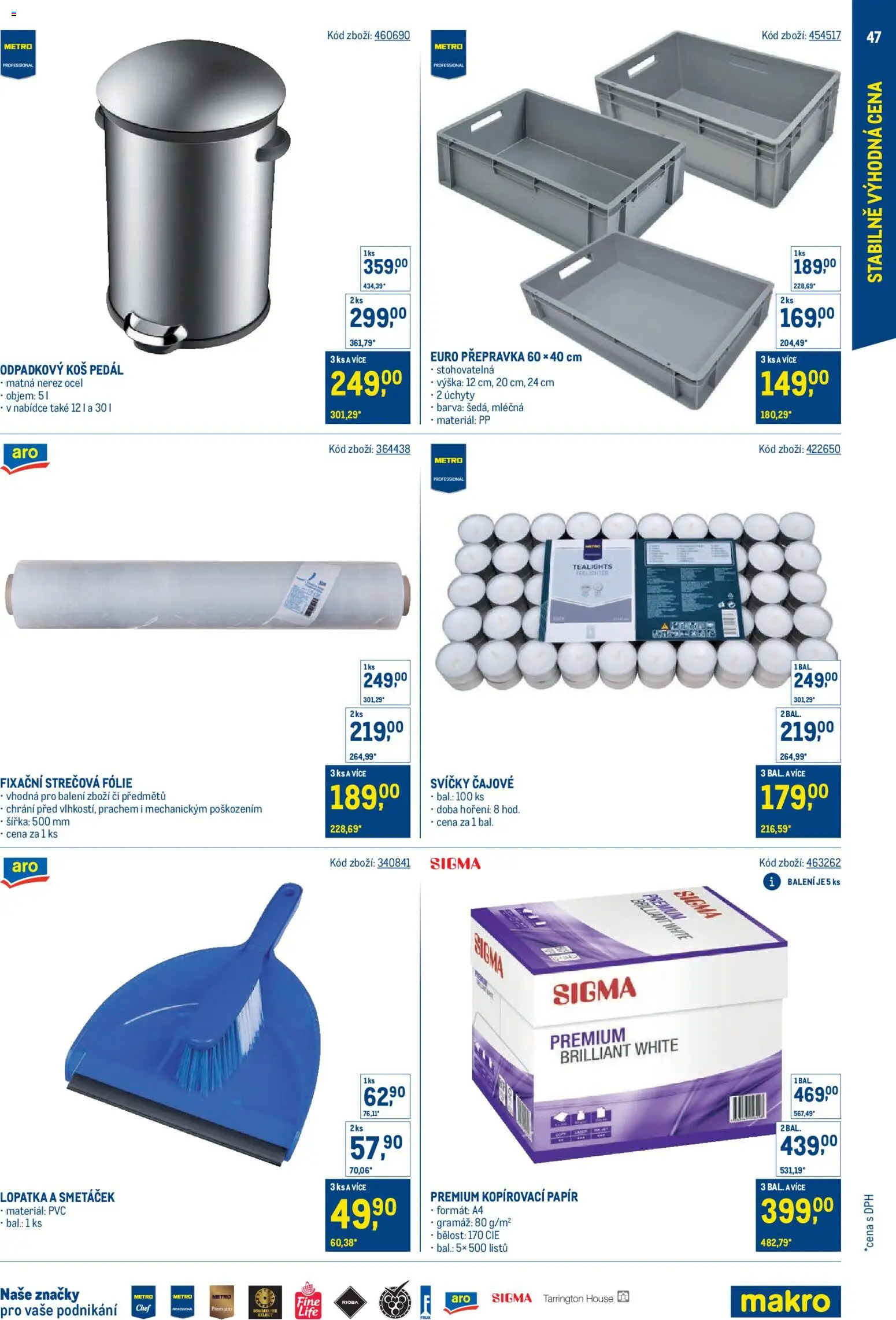Makro leták - Cash & Carry od 20.05.2026 | Strana: 47 | Produkty: Přepravka, Svíčky, Koš, Odpadkový koš