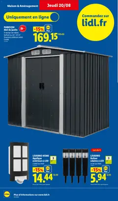 LIDL - Prévisualisation de PARKSIDE, Abri de jardin, À monter soi-même, Surface au sol : 2,4 m², Structure solide en métal, L'unité valide à partir de 20/08/2026 | Page: 40