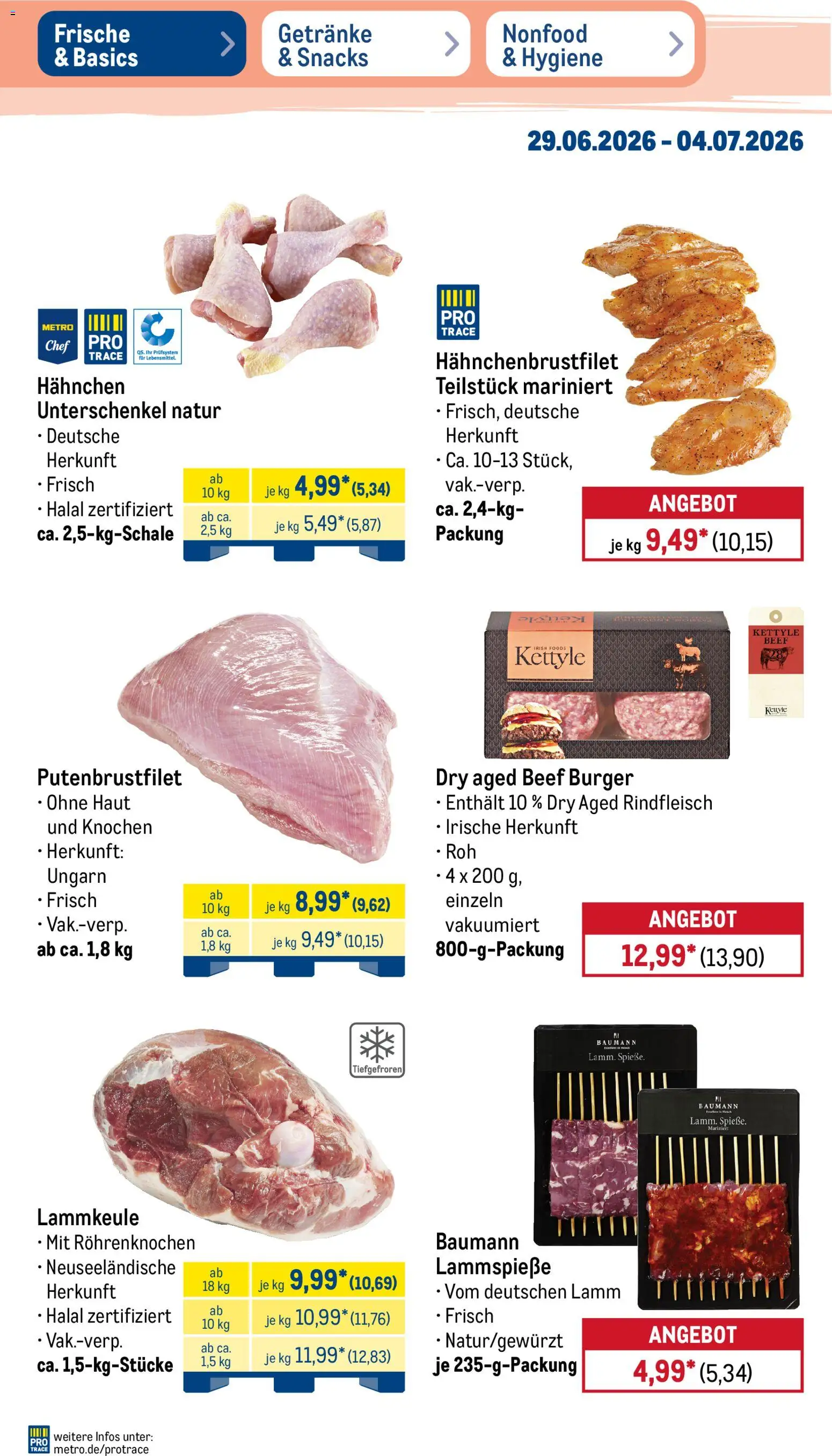 Metro Prospekt – gültig ab 29.06.2026 | Seite: 5 | Produkte: Lammkeule, Burger, Spieße, Rindfleisch