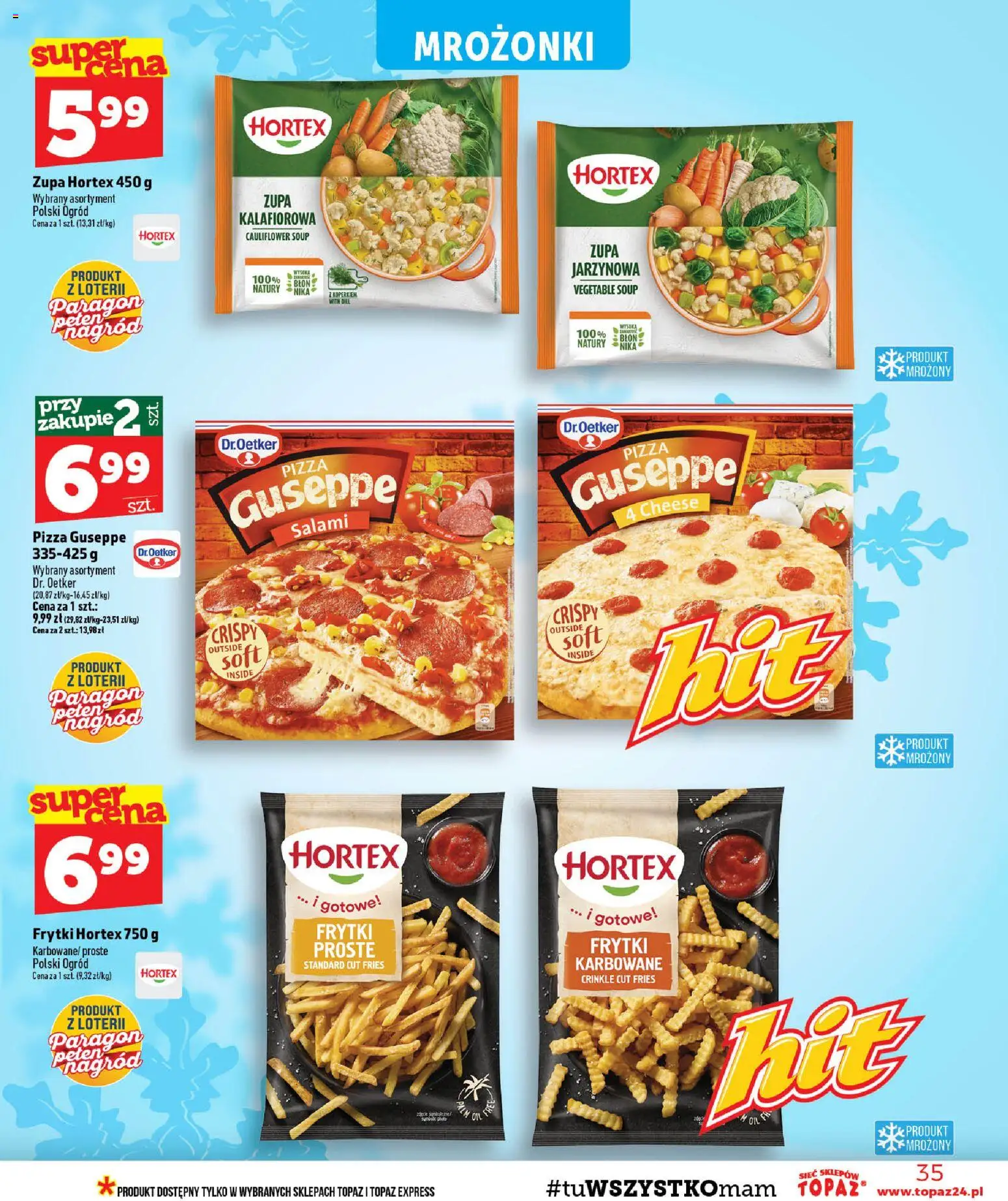 Topaz gazetka od 03.09.2026 | Strona: 35 | Produkty: Mrożonki, Zupa, Pizza, Frytki