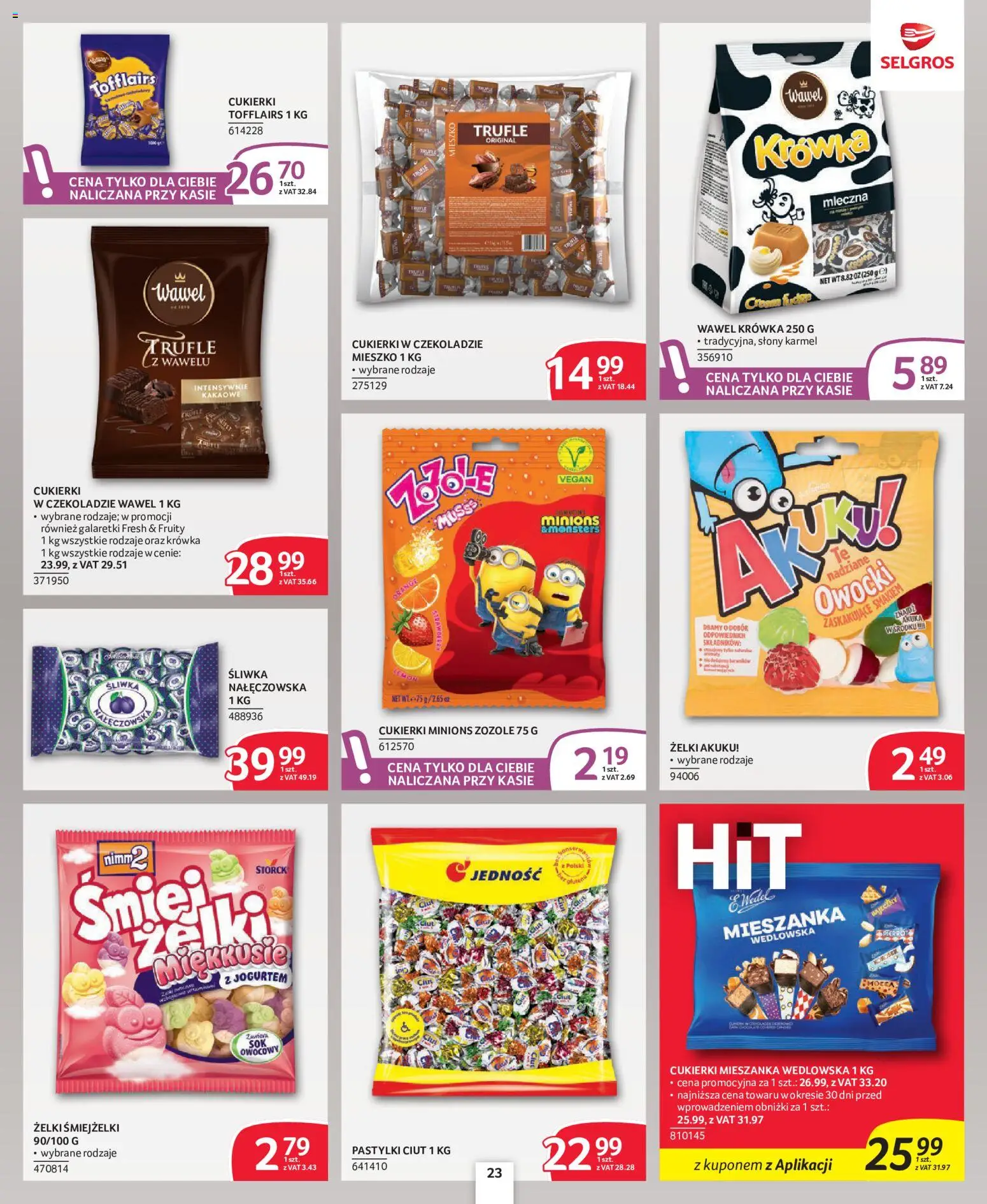Selgros cash&carry gazetka - Oferta dla profesjonalistów od 08.10.2026 | Strona: 23 | Produkty: Galaretki, Krowka, Żelki, Cukierki