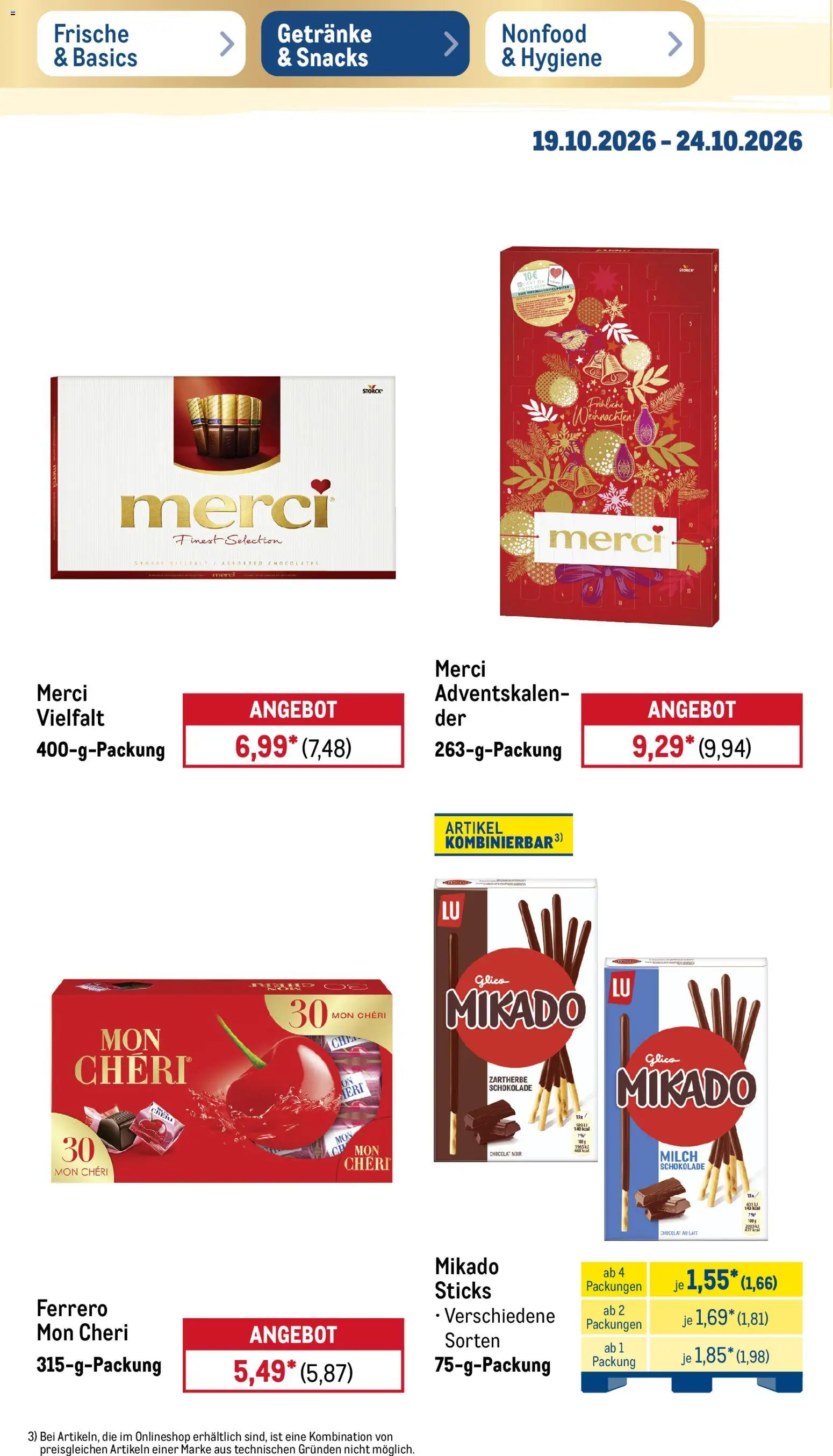 Metro Prospekt – gültig ab 19.10.2026 | Seite: 24 | Produkte: Merci, Milch, Schokolade, Mon cheri