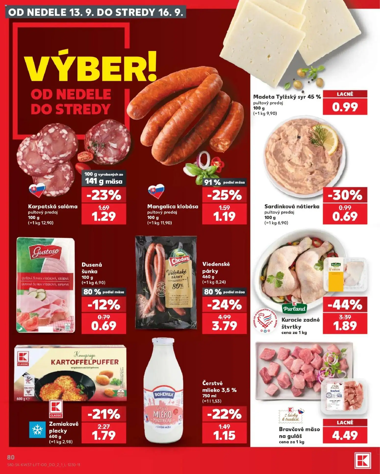 Nové Kaufland akcie – leták je platný od 10.09.2026 | Strana: 80 | Produkty: Mlieko, Syr, Bravčové mäso, Párky