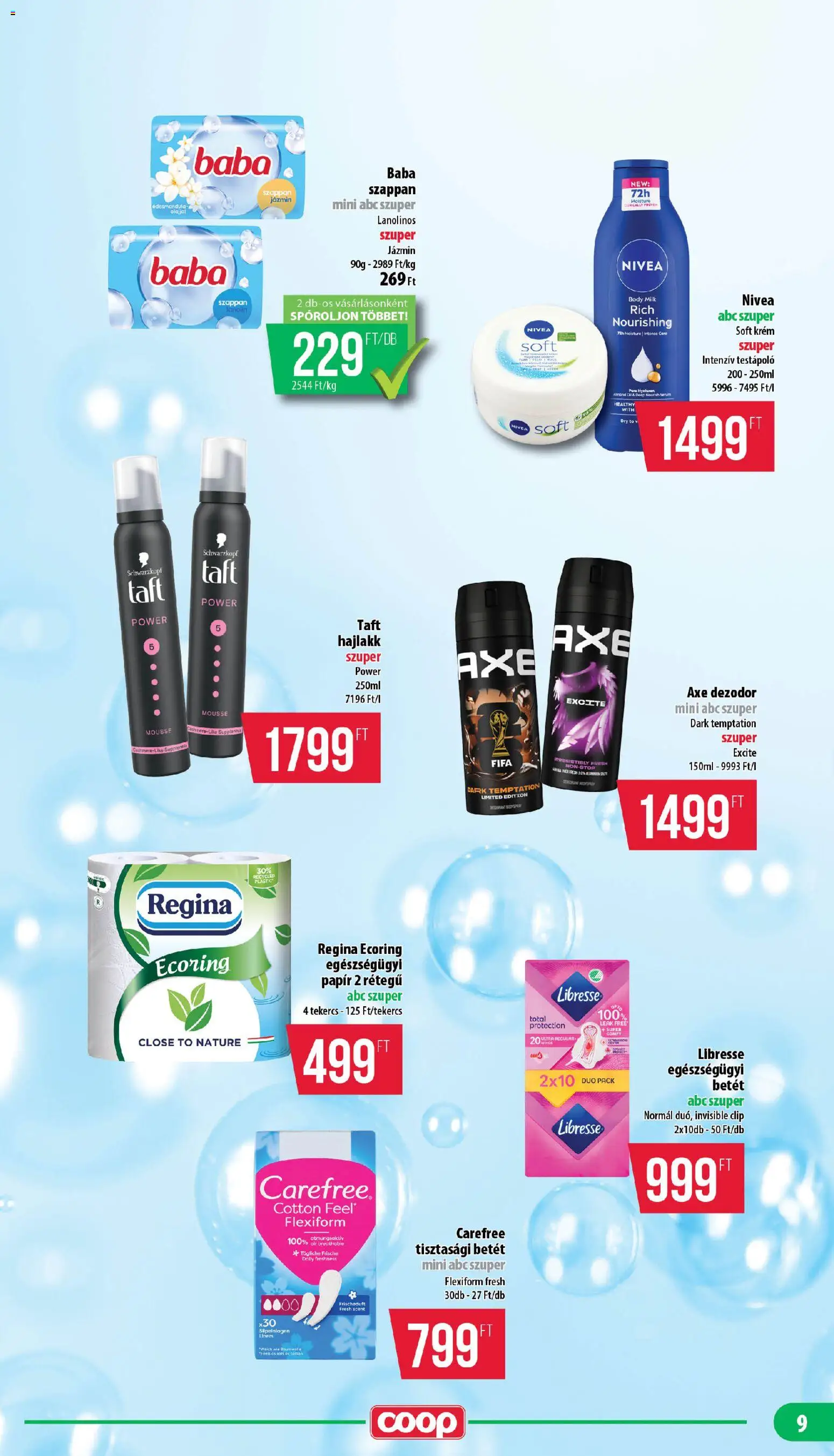 COOP akciós ujság - amely érvényes a következő dátumtól: 18.06.2026 | Oldal: 9 | Termékek: Body, Tisztasági betét, Testápoló, Dezodor