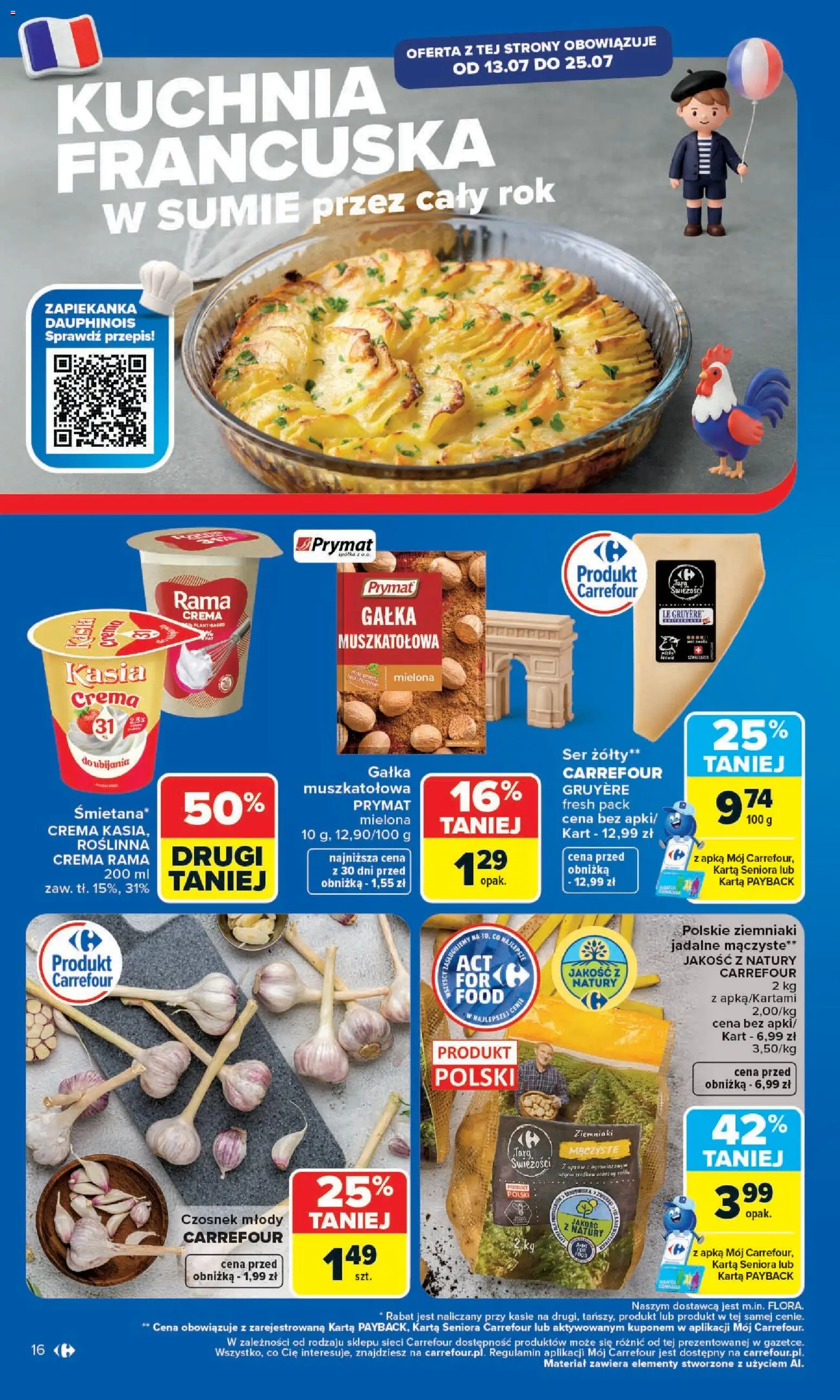 Carrefour gazetka od 13.07.2026 | Strona: 18 | Produkty: Ser żółty, Karta, Zapiekanka, Ziemniaki