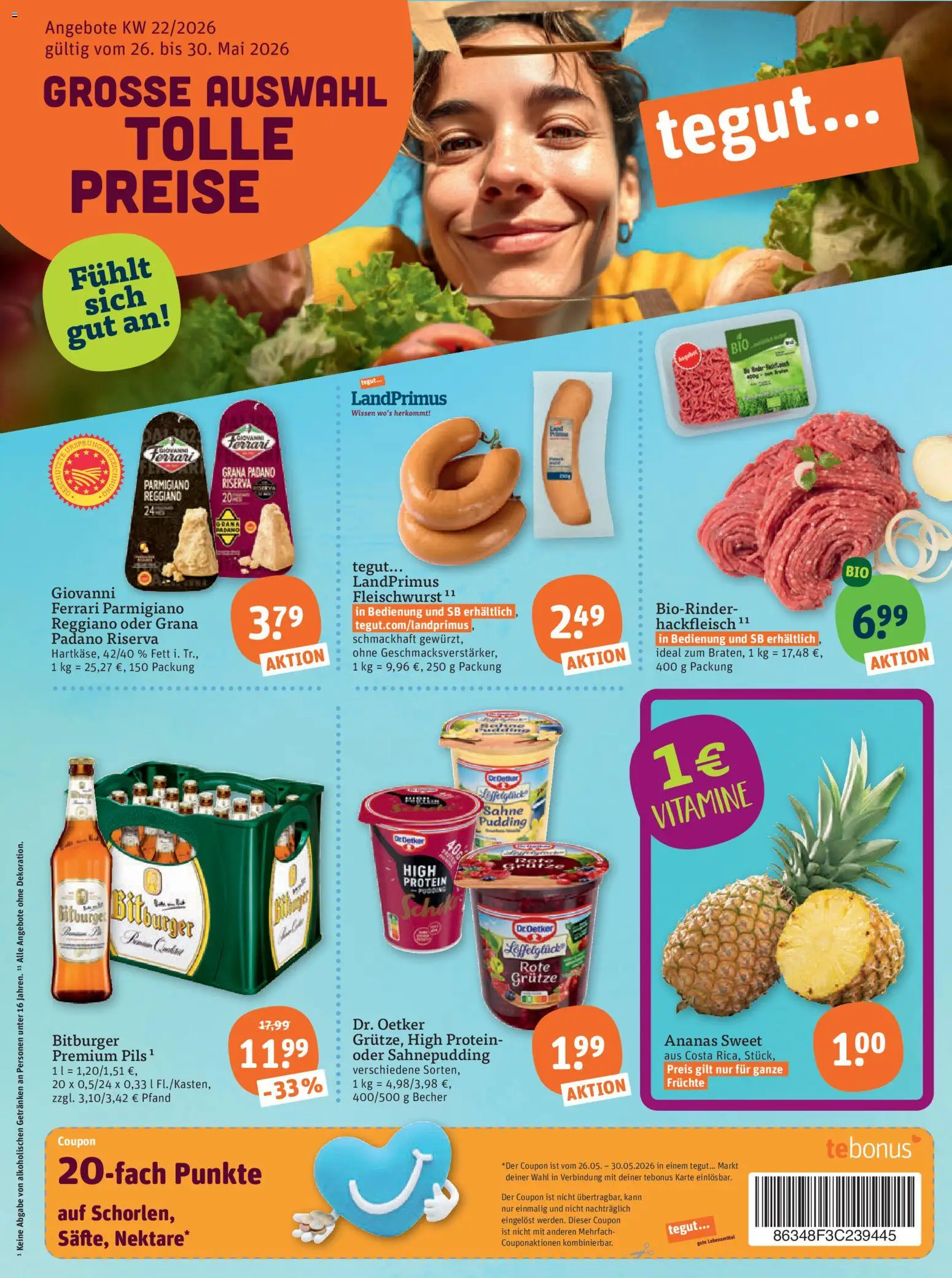 Tegut Prospekt – gültig ab 26.05.2026 | Seite: 3 | Produkte: Bitburger, Pils, Sahne, Hackfleisch