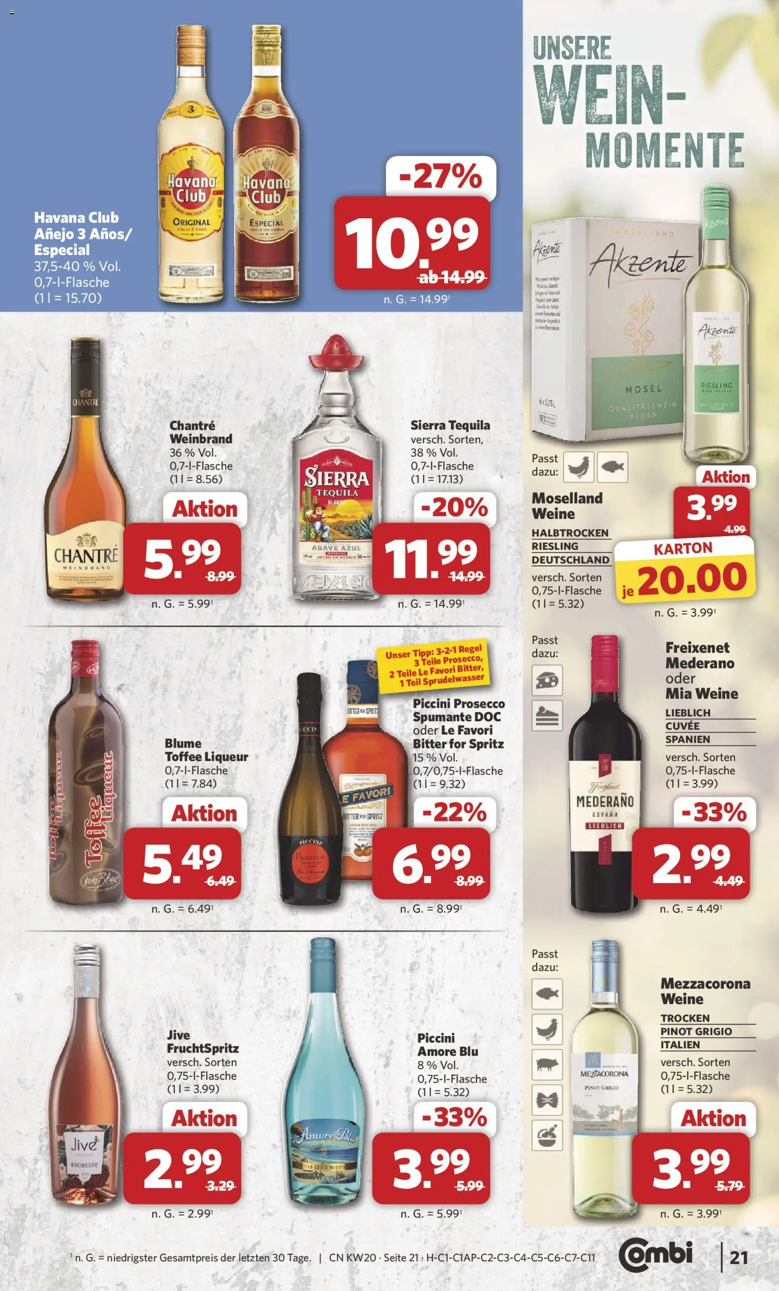 Combi Prospekt 	 – gültig ab 11.05.2026 | Seite: 22 | Produkte: Havana club, Freixenet mederano, Tequila, Chantré
