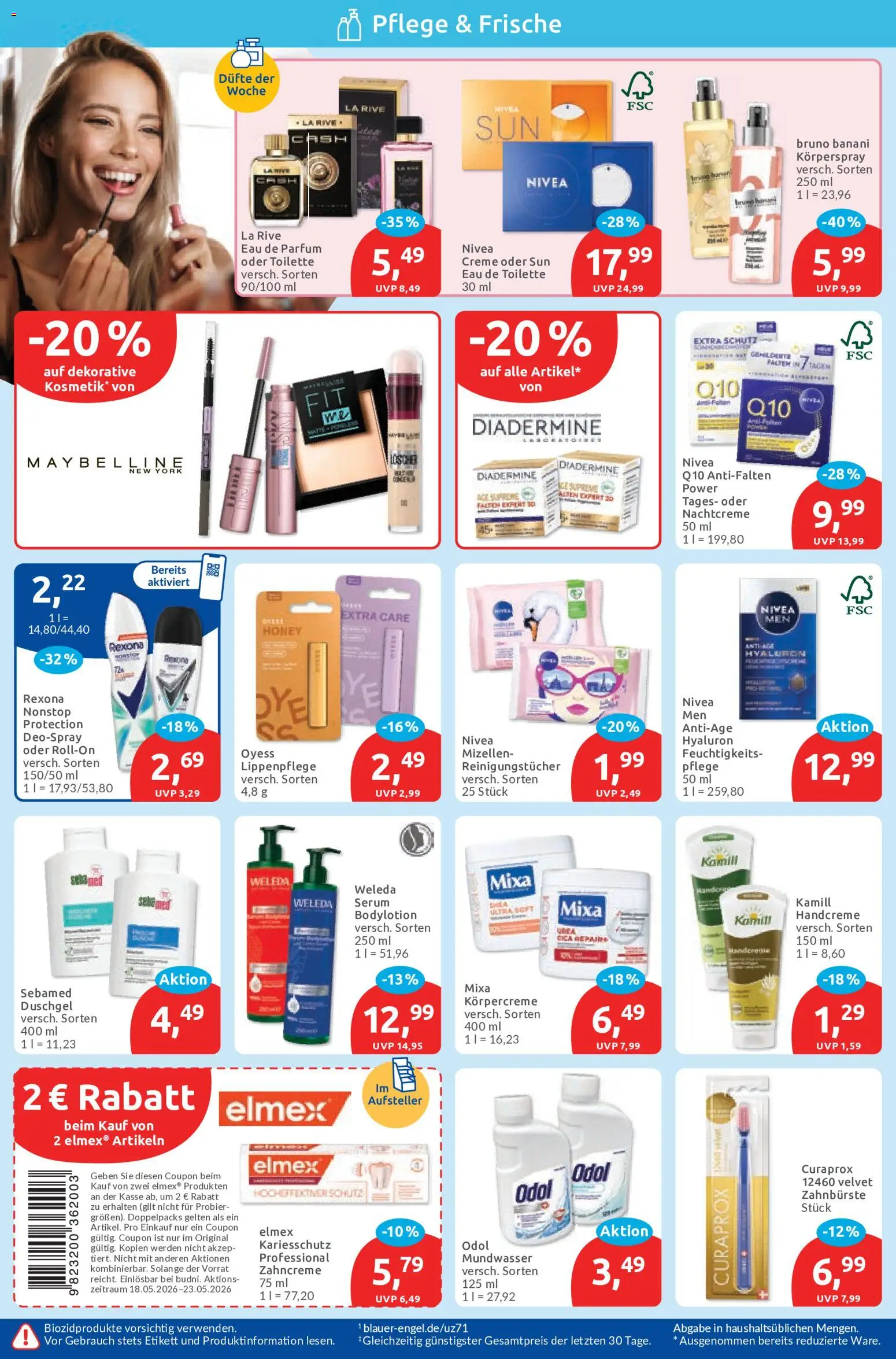 Budni Prospekt – gültig ab 18.05.2026 | Seite: 2 | Produkte: Körpercreme, Zahnbürste, Mundwasser, Eau de Parfum