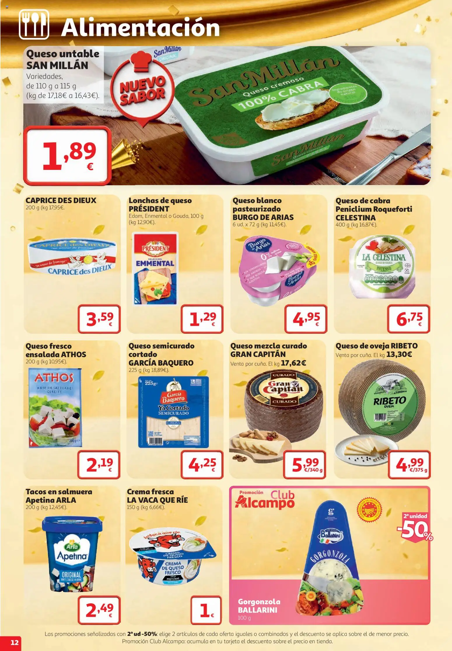 Alcampo folleto Reus │ válido desde el 22/10/2026 | Página: 12 | Productos: Untable, Queso de oveja, Tacos, Ensalada