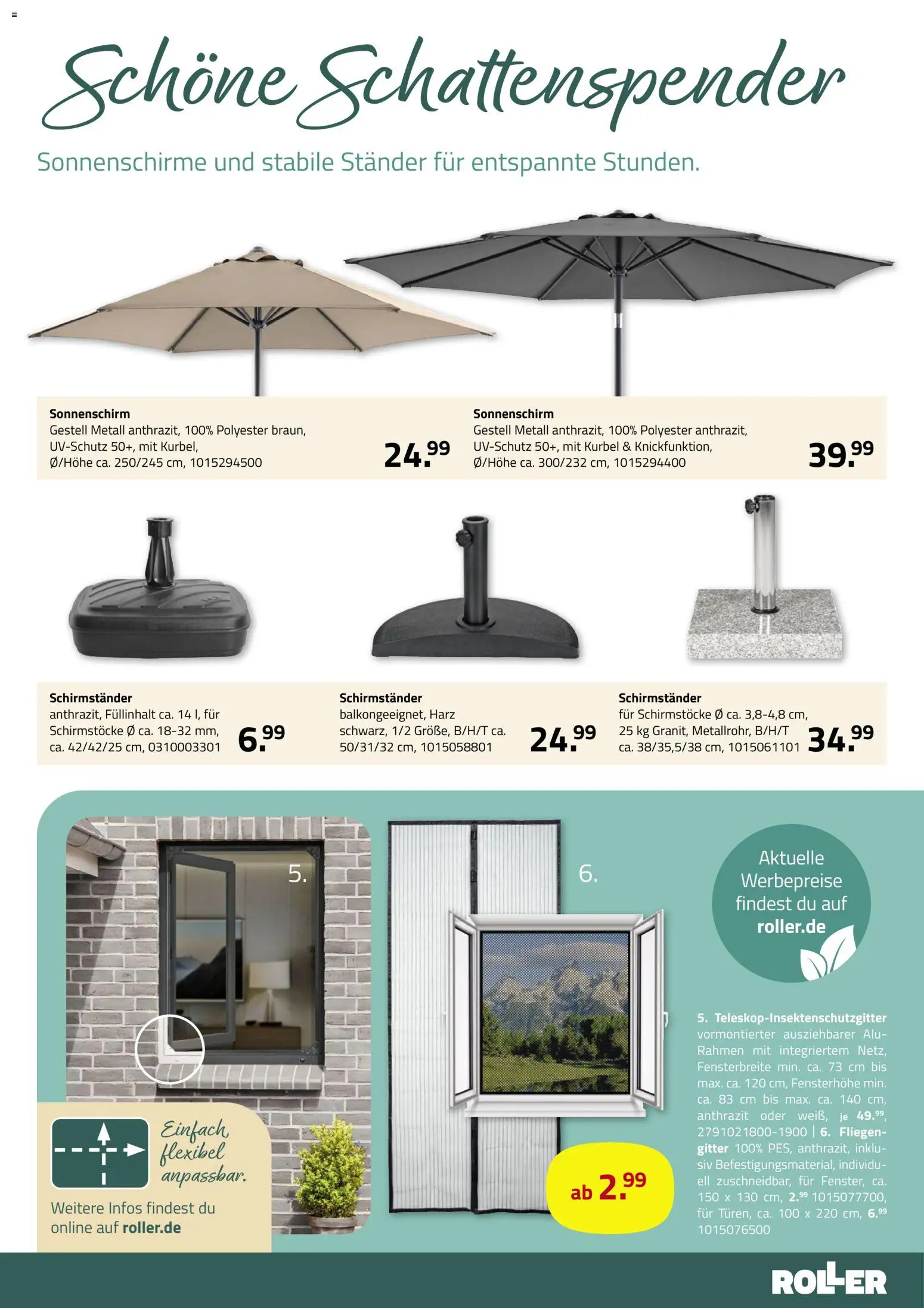 Roller Garten looks – gültig ab 23.02.2026 | Seite: 21 | Produkte: Schirmständer, Sonnenschirm