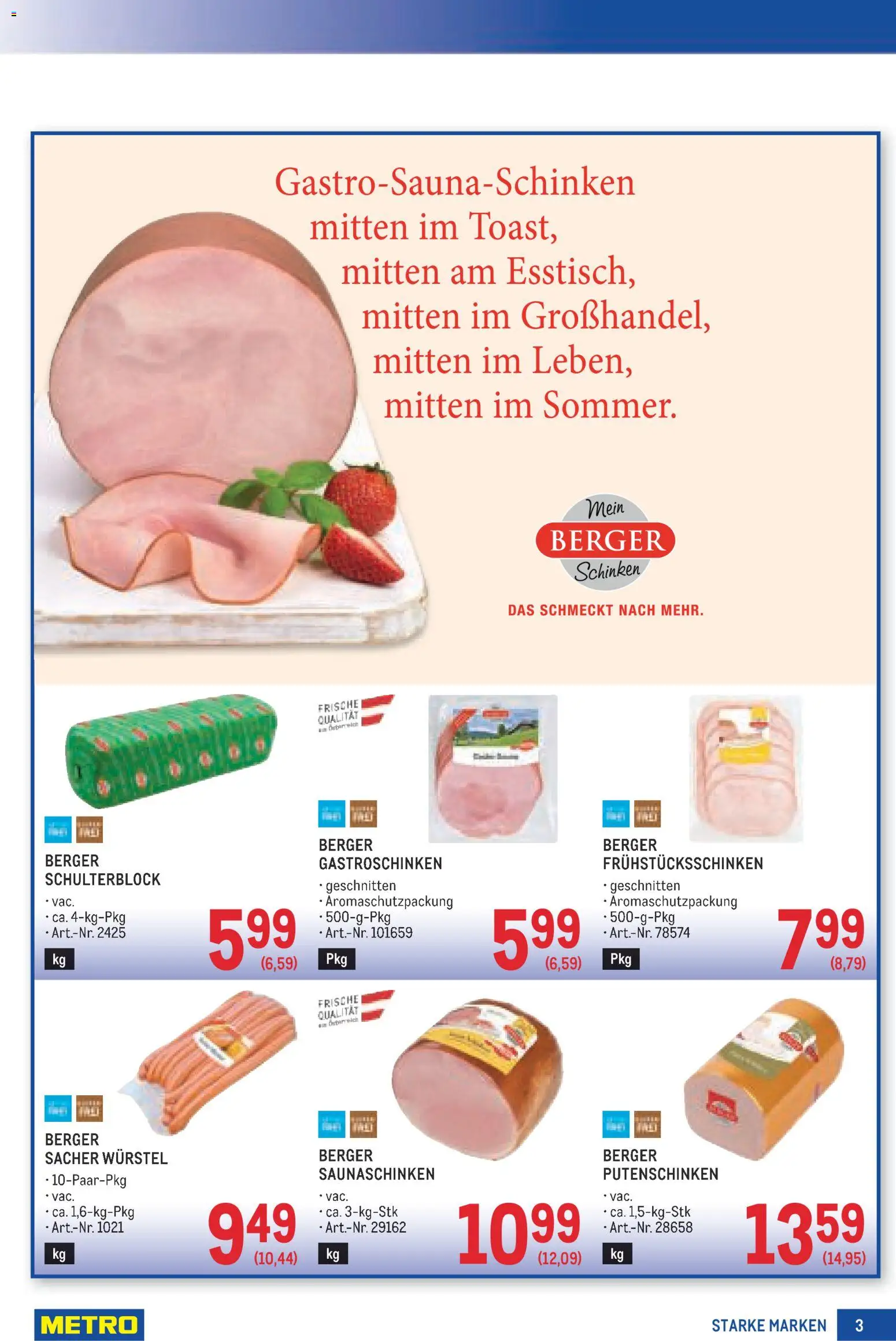 Metro angebote Starke Marken gültig ab 25.06.2026 | Seite: 3 | Produkte: Schinken