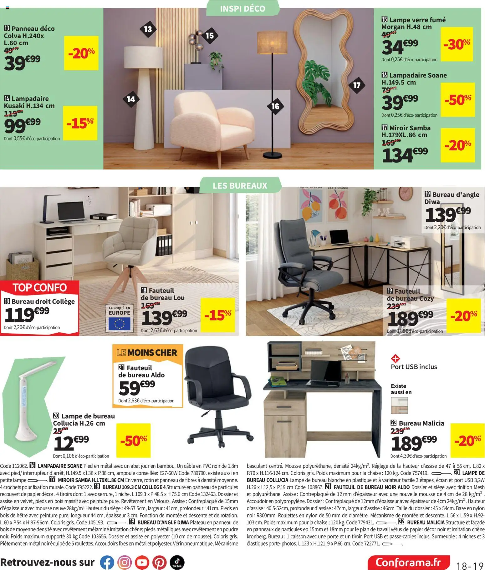 {H1} | Page: 19 | Produits: Bureau, Lampadaire, Mousse, Lampe de bureau