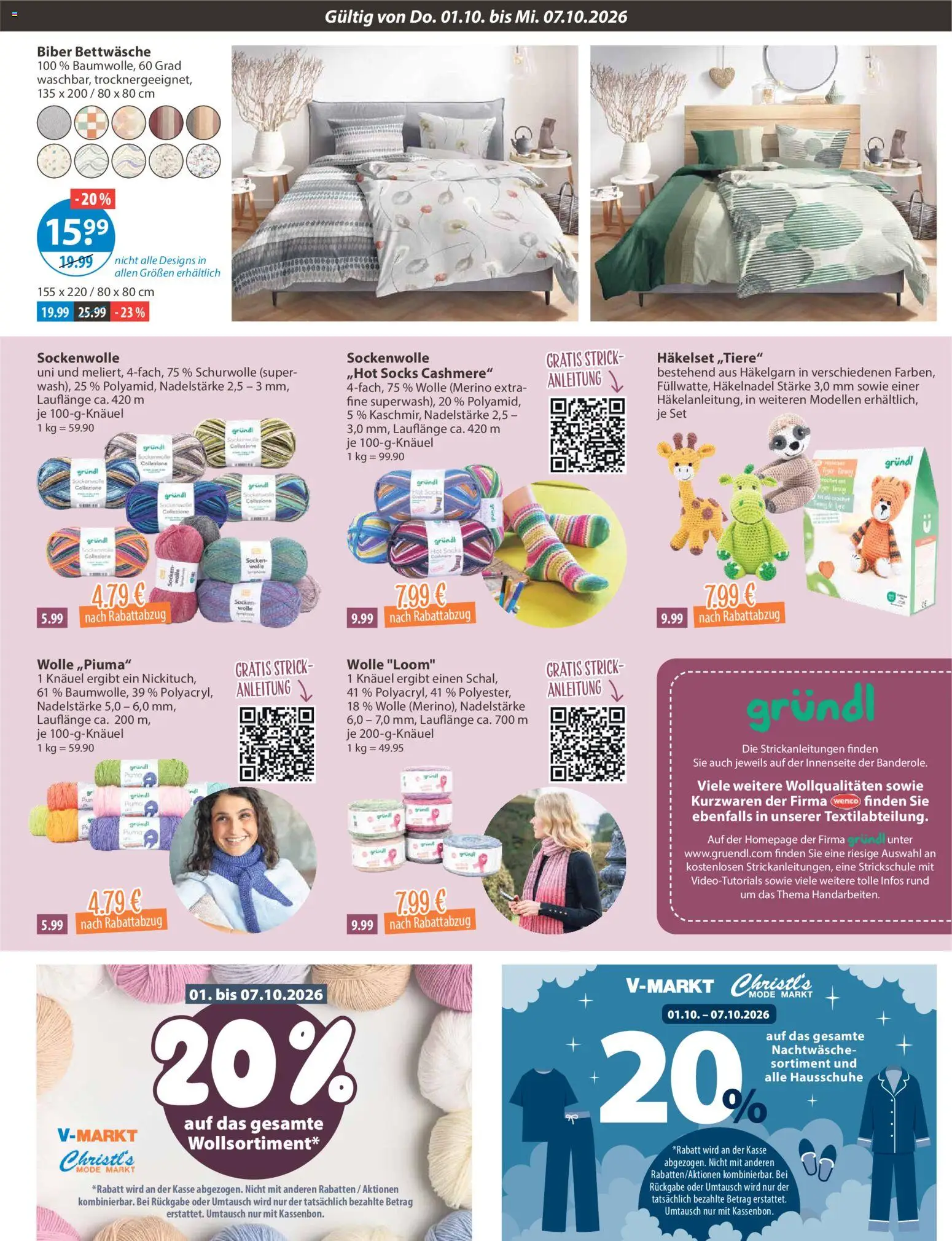 V-Markt Angebote – gültig ab 01.10.2026 | Seite: 21 | Produkte: Bettwäsche, Socken, Hausschuhe