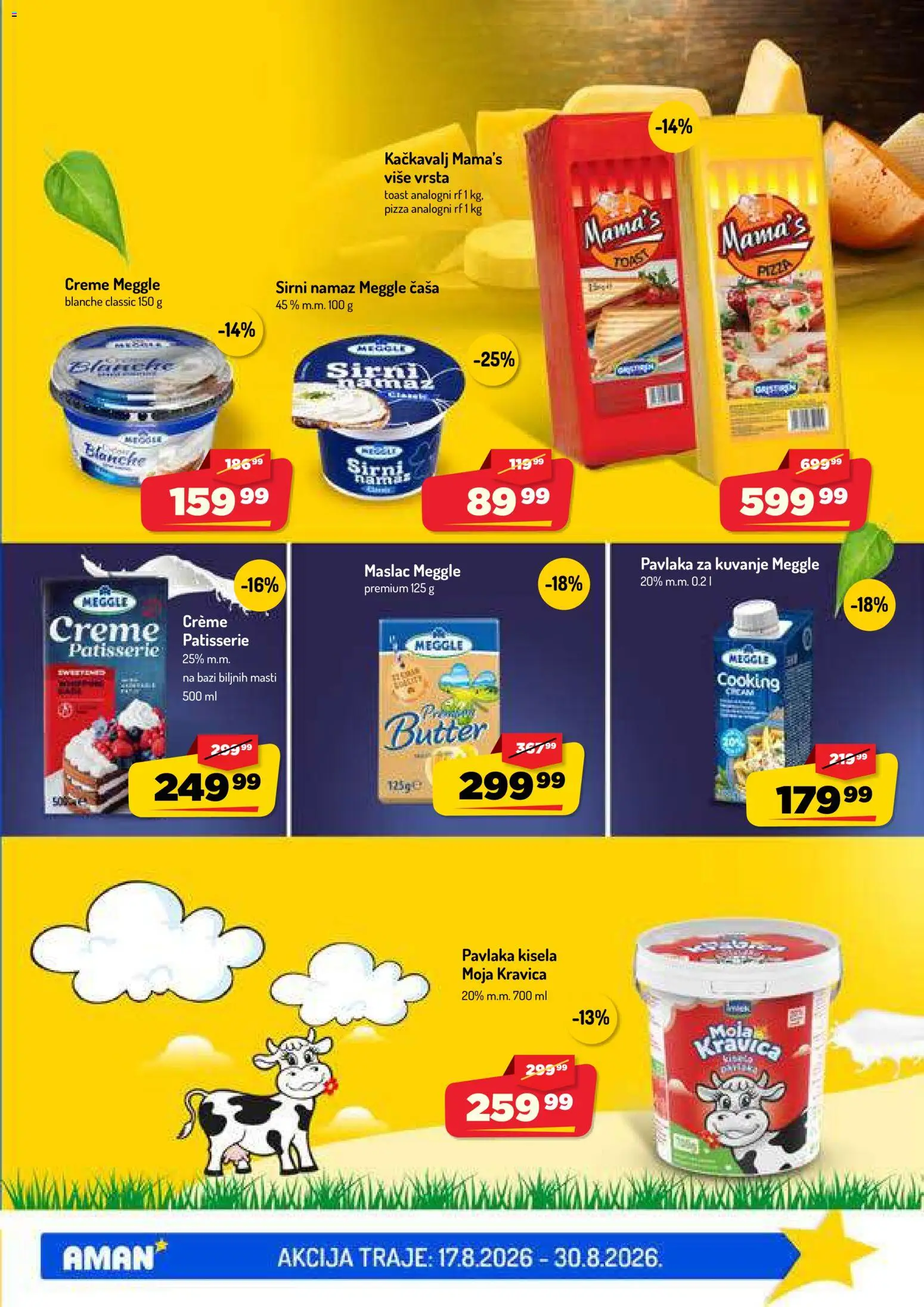 Aman katalog - važi od 17.08.2026 | Strana: 9 | Proizvode: Maslac, Namaz, Moja kravica, Kačkavalj
