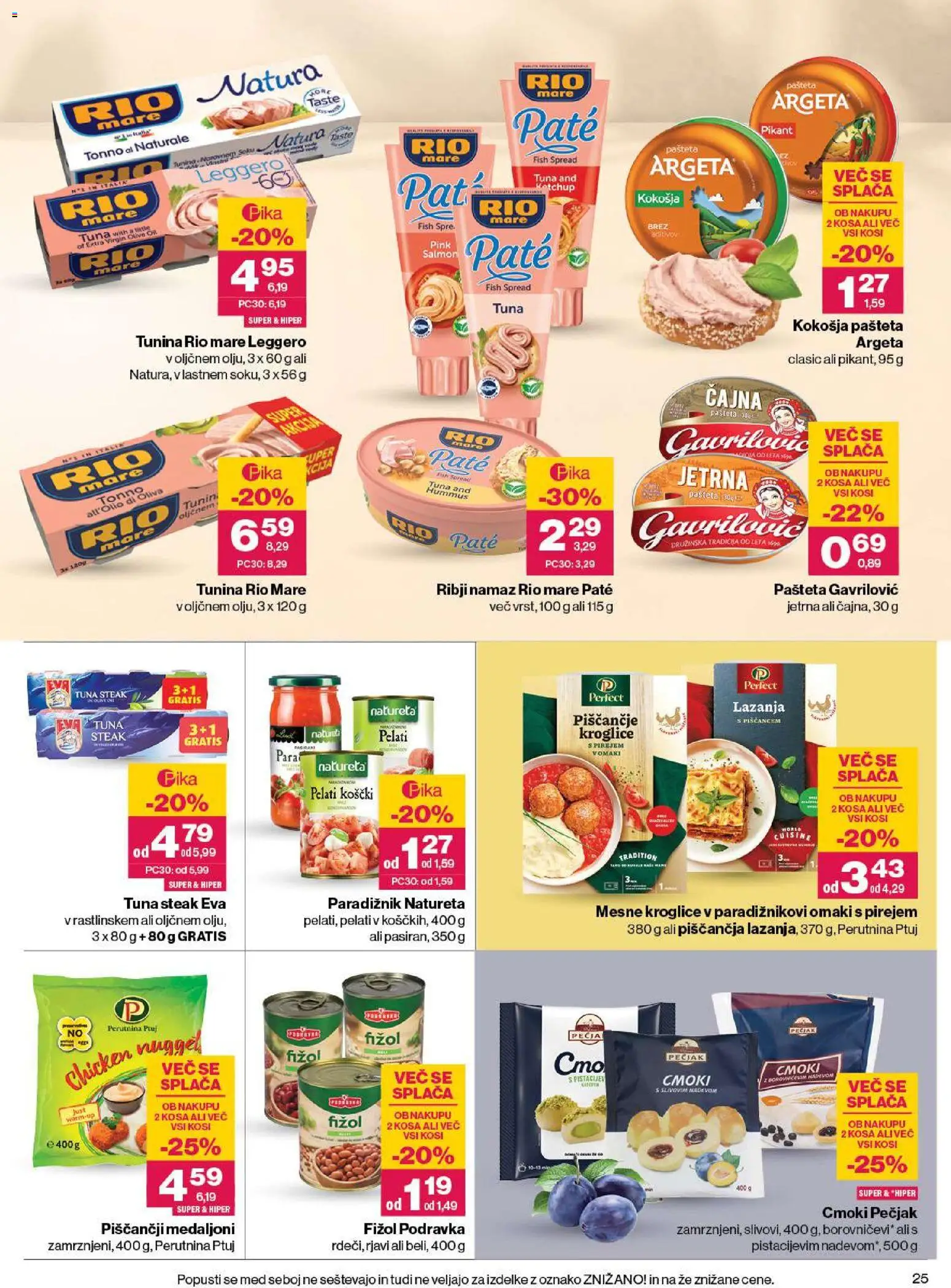 Novi Mercator katalog ponudbe – veljaven od 06.08.2026 | Stran: 25 | Izdelki: Tuna, Namaz, Olive, Lazanja