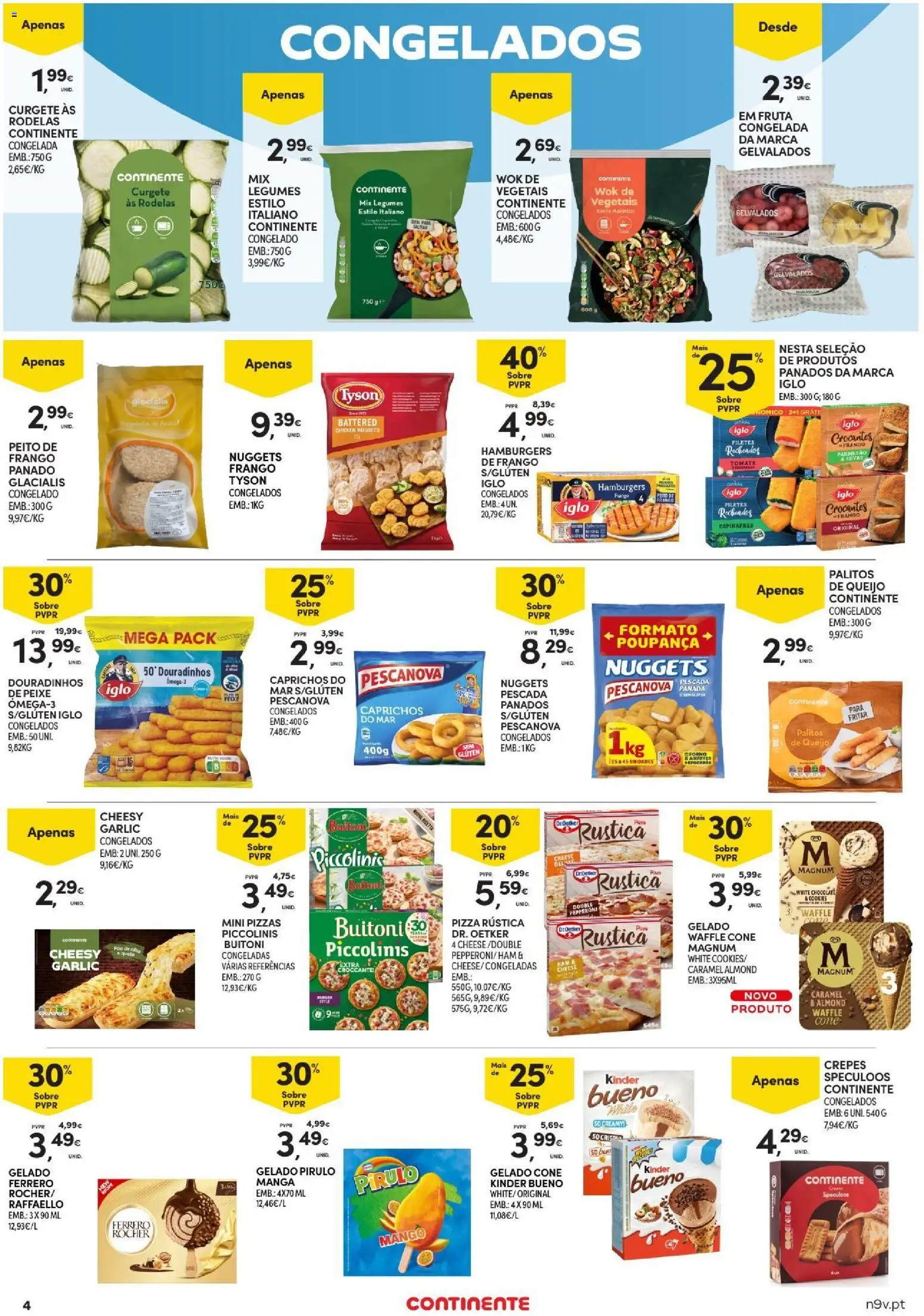 Continente folheto Açores │ válido de 15/10/2026 | Página: 4 | Produtos: Espinafres, Legumes, Gelado, Peixe