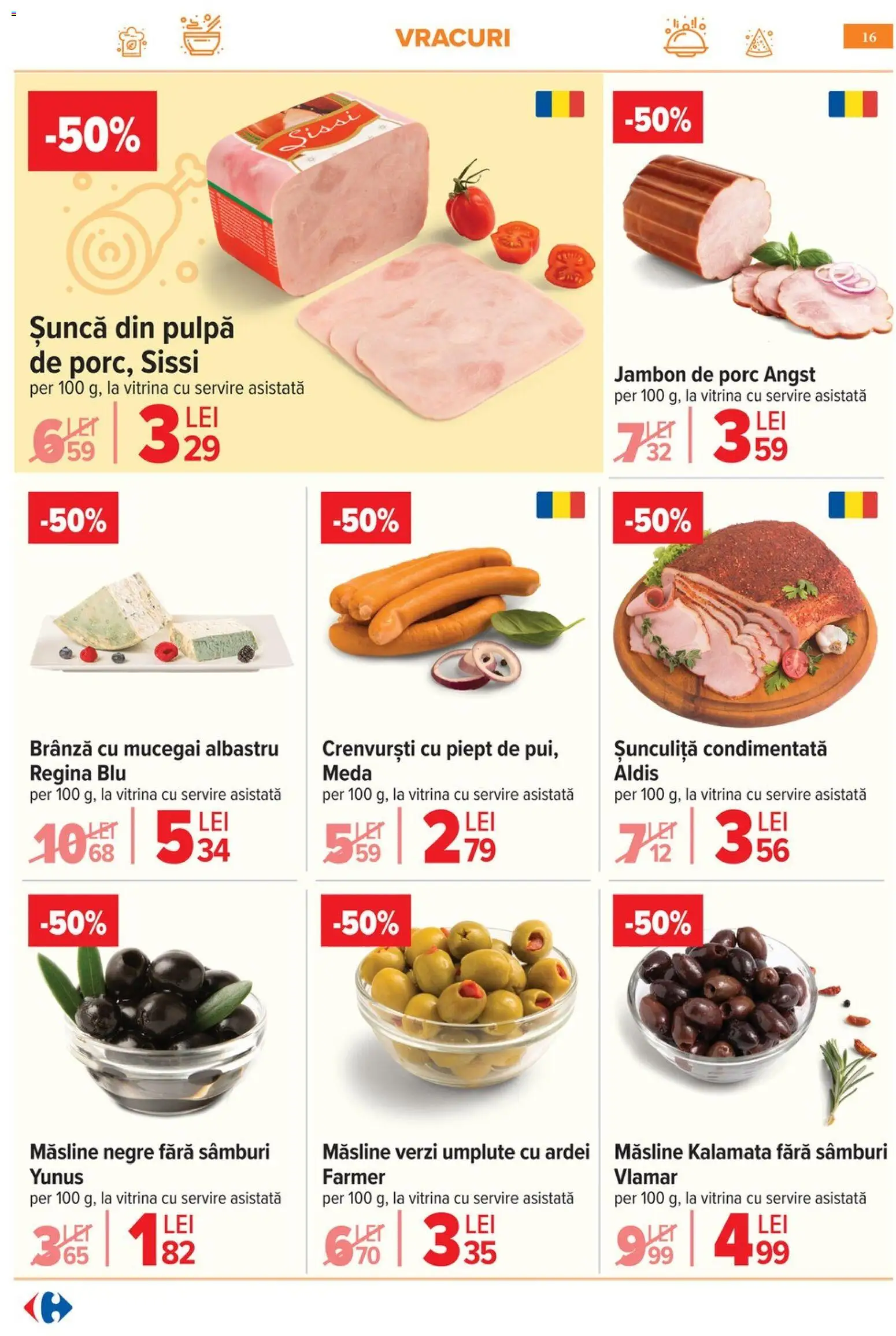Noul catalog Carrefour – valabil de la 06.05.2026 | Pagină: 19 | Produse: Vitrină, Măsline, Ardei, Crenvurști