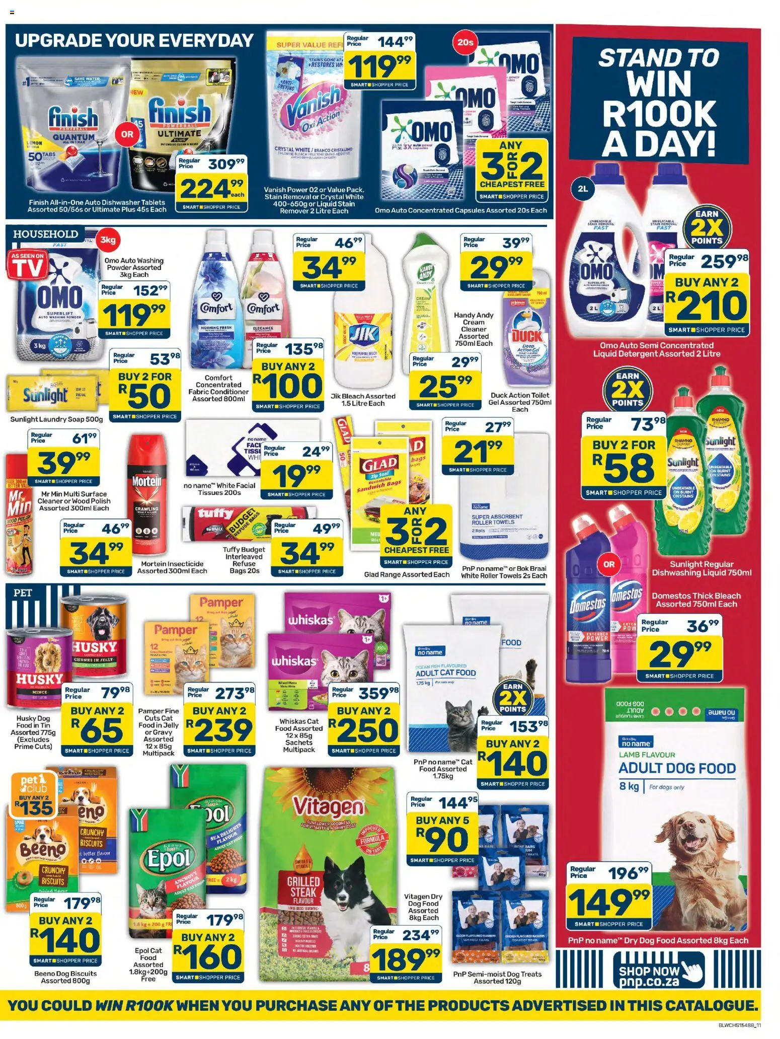 New Pick n Pay catalogue – valid from 25/09/2026 | Page: 11 | Products: Bleach, Soap, Washing powder, Dog food
