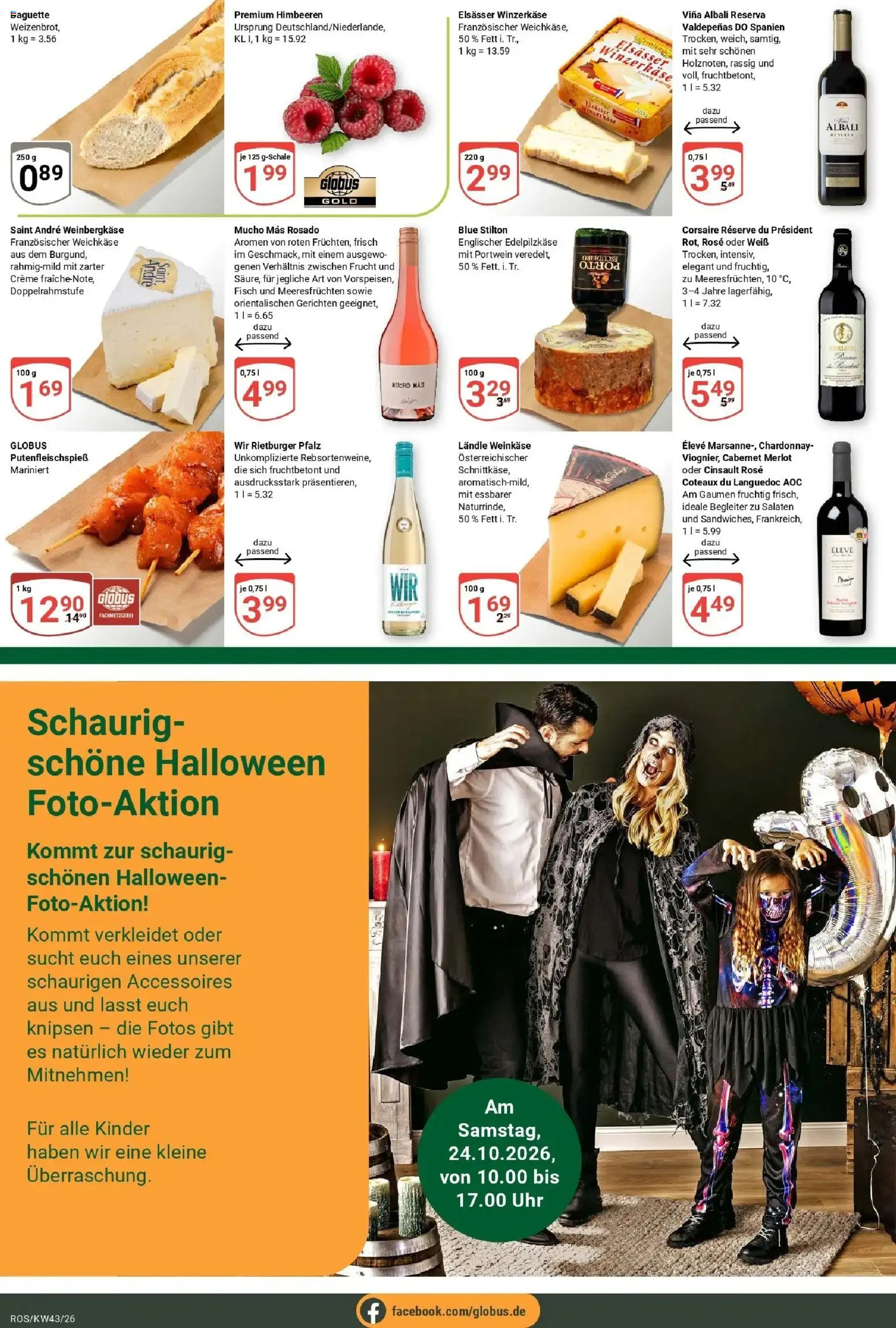 Globus Prospekt Lambrechtshagen (ab 19.10.2026) » Angebote online | Seite: 9 | Produkte: Himbeeren, Merlot, Baguette, Creme
