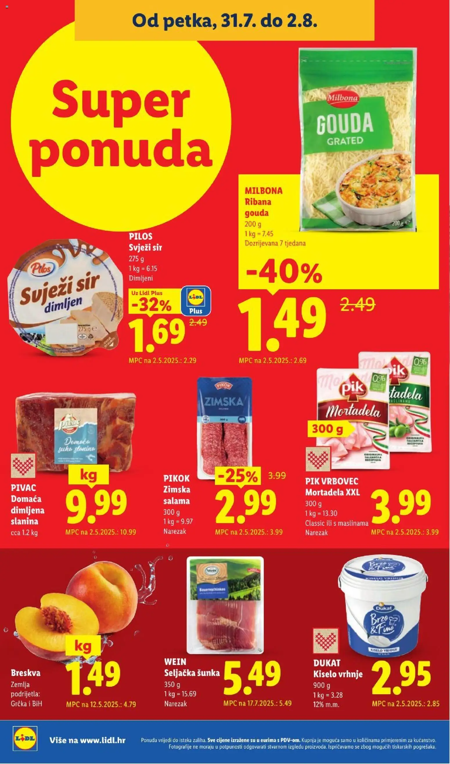 Lidl katalog | vrijedi od 23.07.2026 | Stranica: 68 | Proizvodi: Sir, Šunka, Breskva, Pik Vrbovec