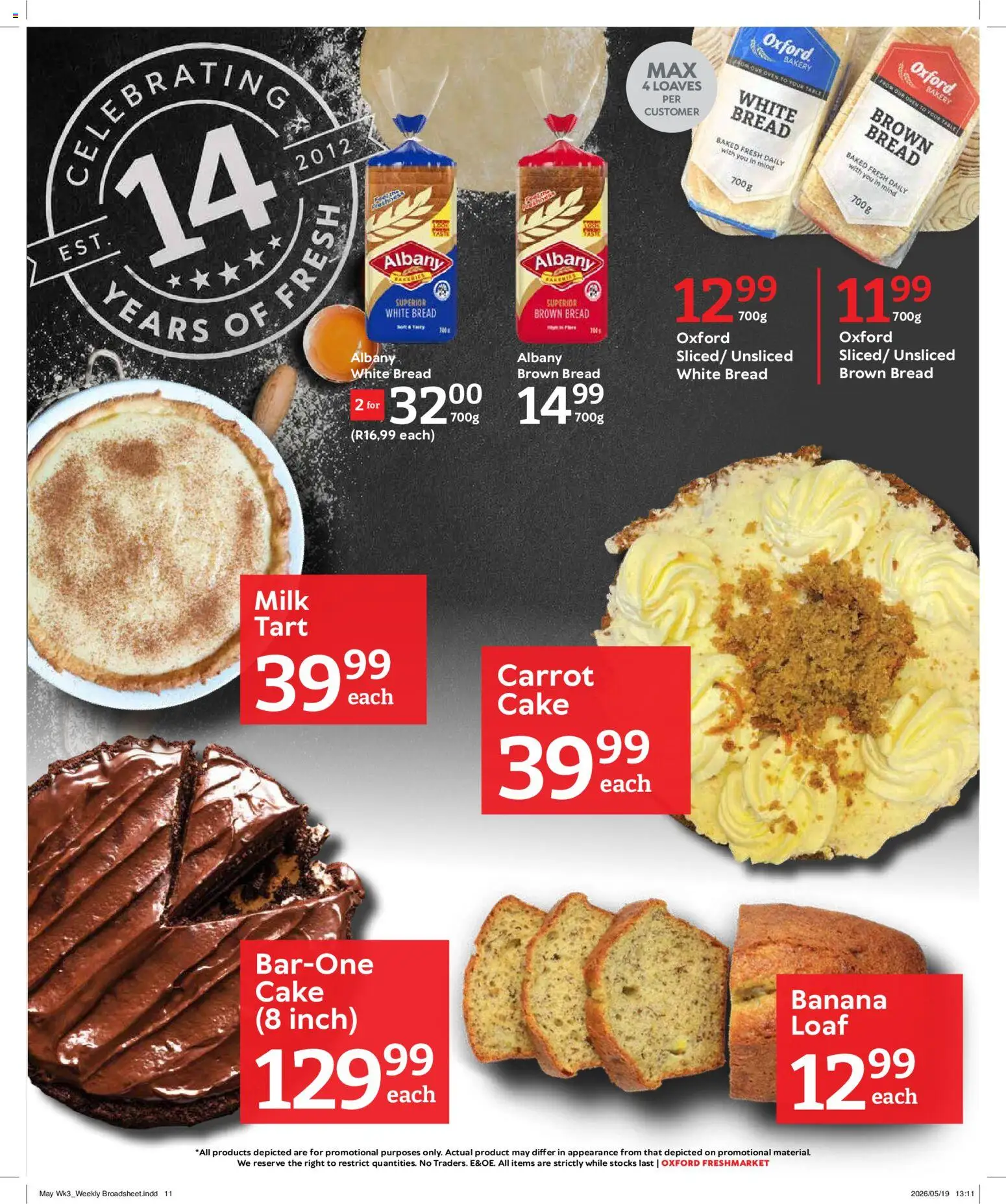 New Oxford Freshmarket catalogue – valid from 20.05.2026 | Page: 11 | Products: Cake, Bakery, Milk, Bread