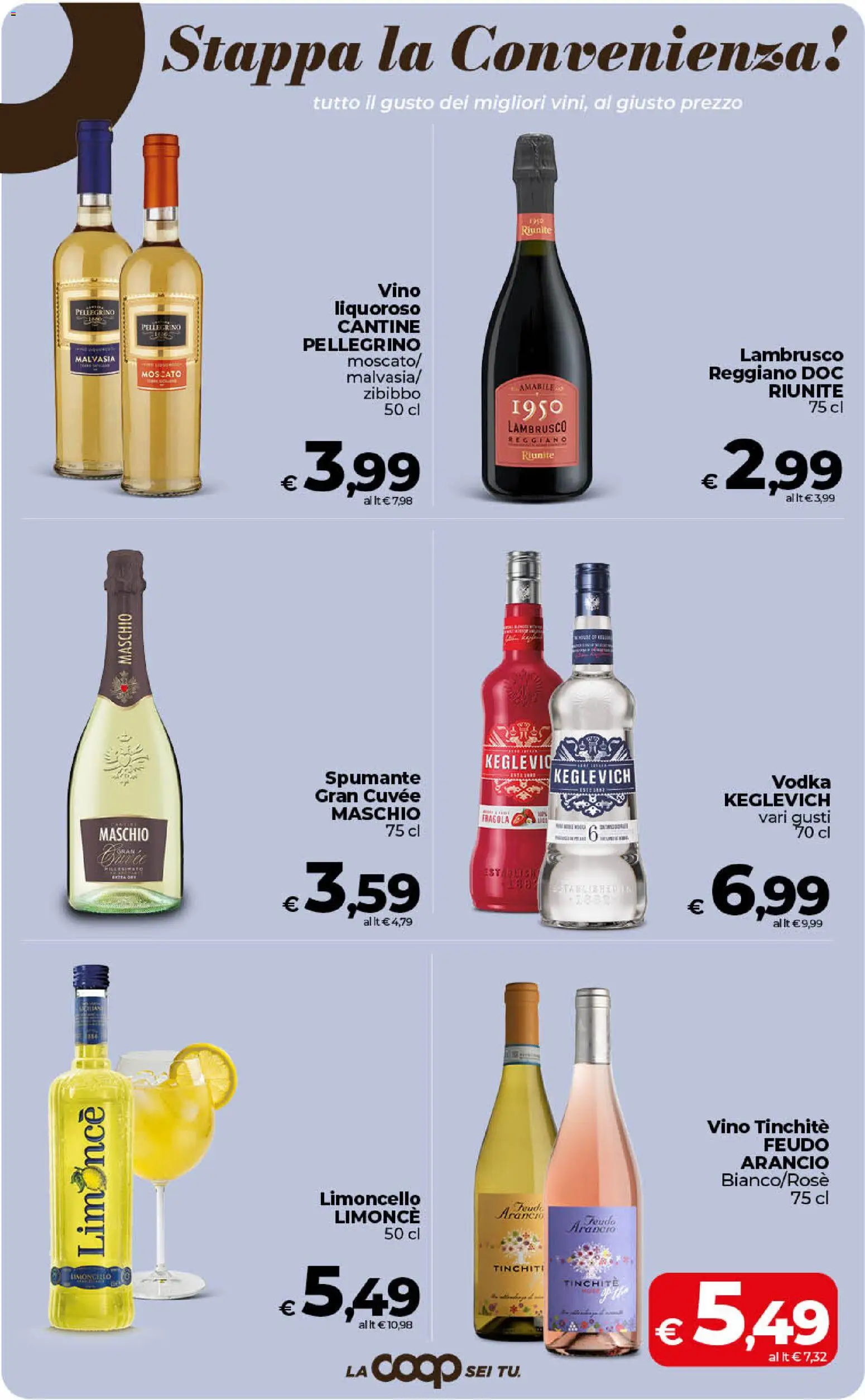 Volantino COOP del 11/08/2026 | Pagina: 34 | Prodotti: Vino liquoroso, Vodka, Vino, Lambrusco