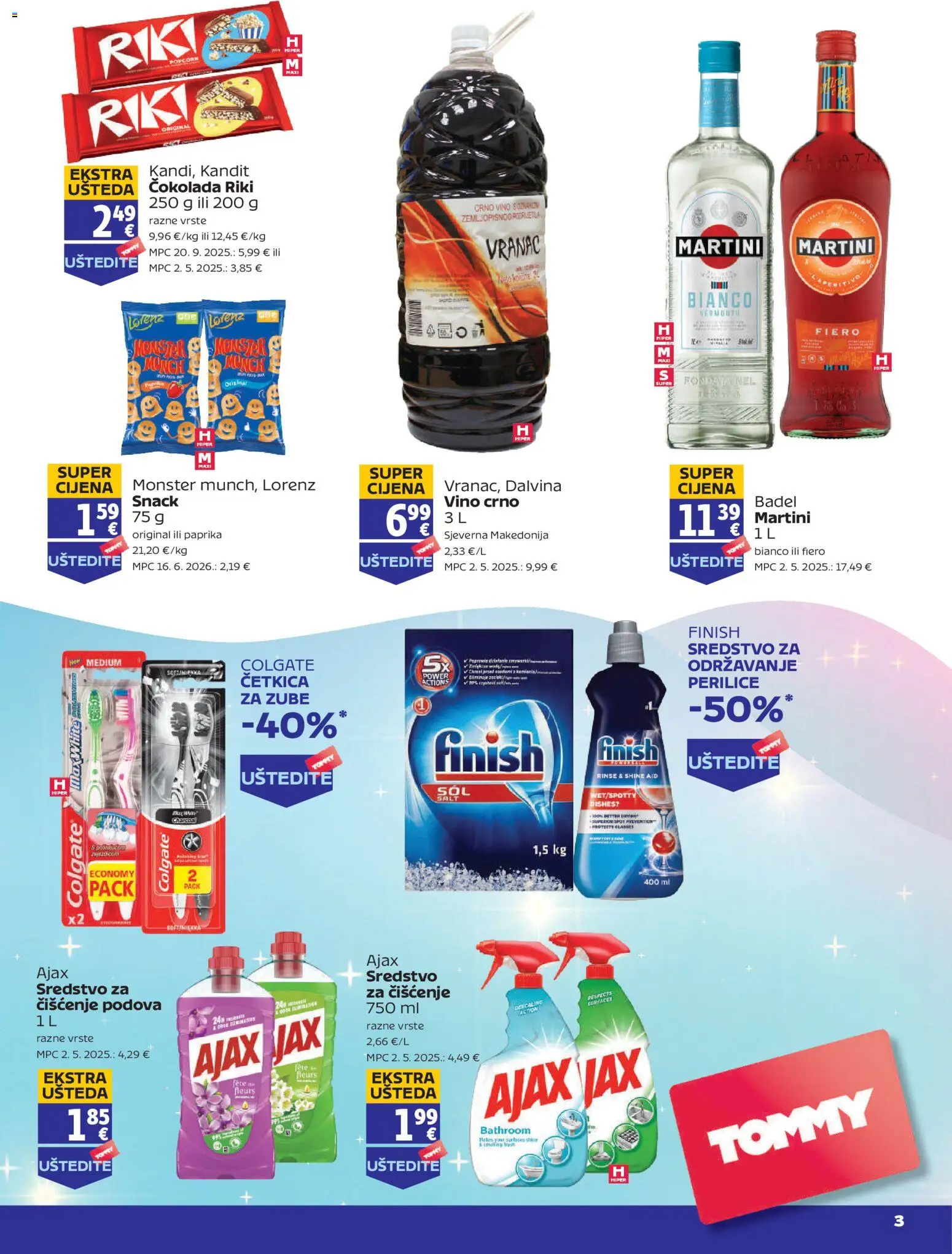 Tommy katalog | vrijedi od 22.10.2026 | Stranica: 3 | Proizvodi: Martini, Vino, Paprika, Ajax