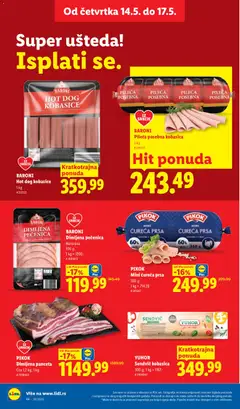 BARONI Hot dog kobasice, 1 kg - pregled Lidl kataloga - važi od 14.05.2026 | Strana: 20 | Proizvode: Panceta, Hot dog, Kobasica, Pečenica