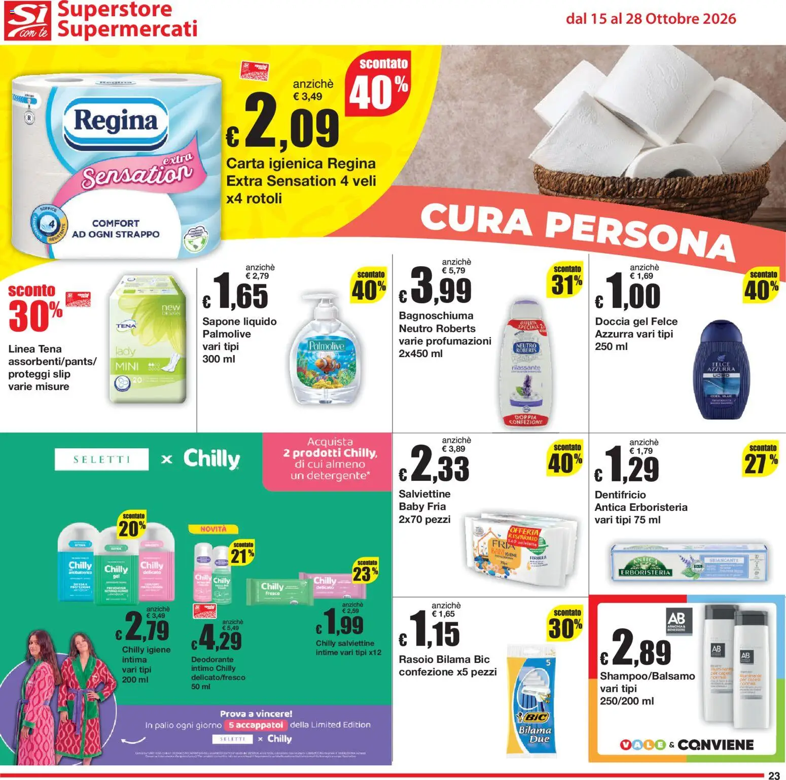 Volantino Sì con Te del 15/10/2026 | Pagina: 23 | Prodotti: Carta igienica, Sapone, Intimo, Slip