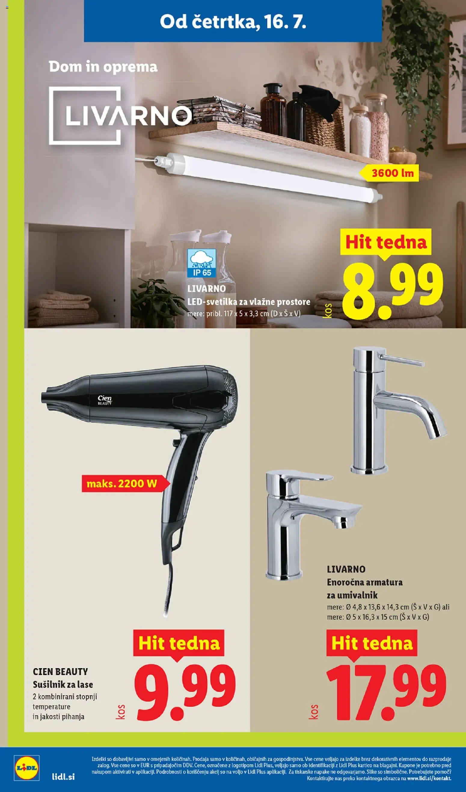 Novi Lidl katalog ponudbe – veljaven od 16.07.2026 | Stran: 30 | Izdelki: Led svetilka, Svetilka, Umivalnik, Sušilnik za lase