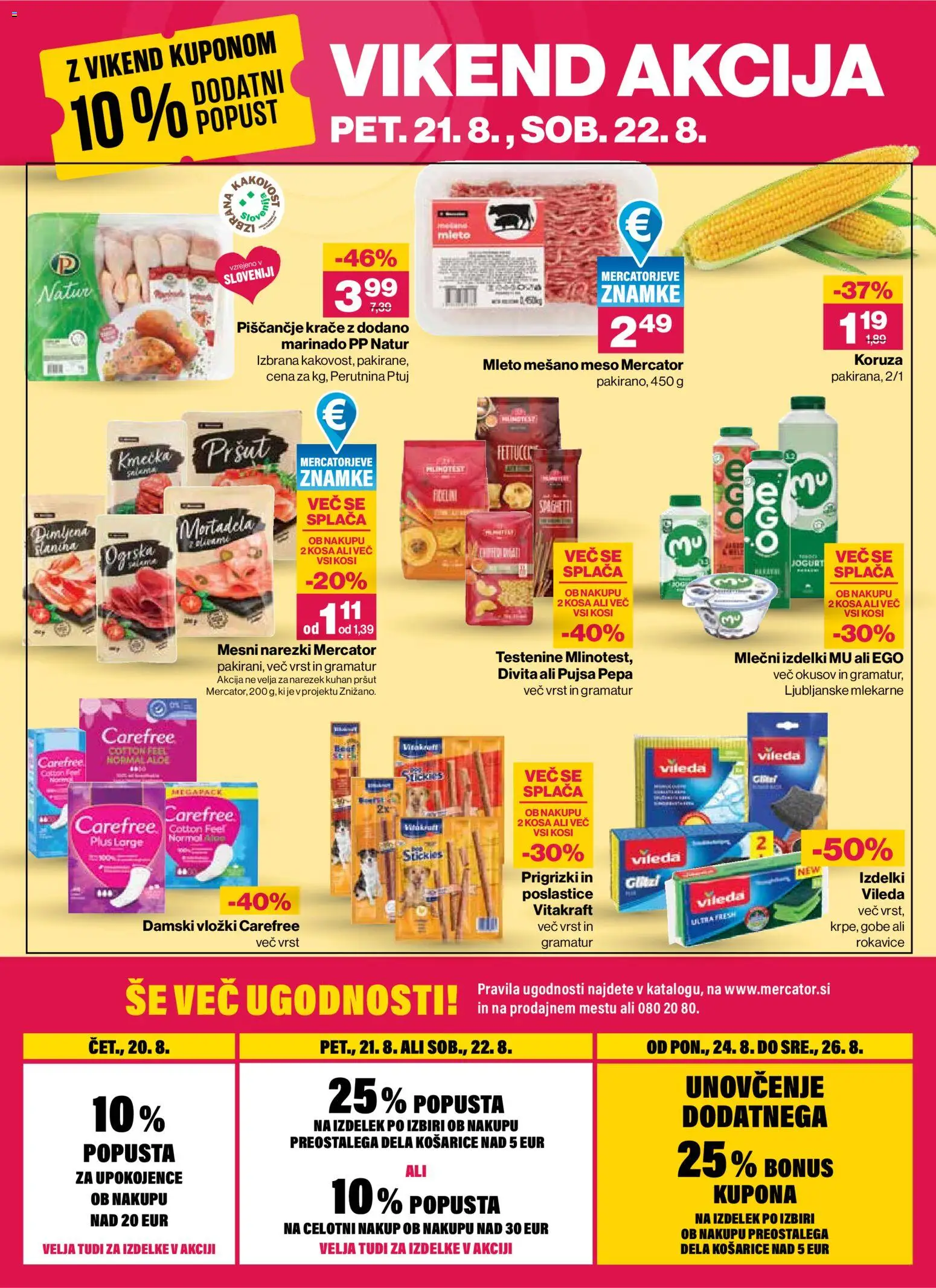 Novi Mercator katalog ponudbe – veljaven od 20.08.2026 | Stran: 32 | Izdelki: Pršut, Koruza, Mortadela, Prigrizki