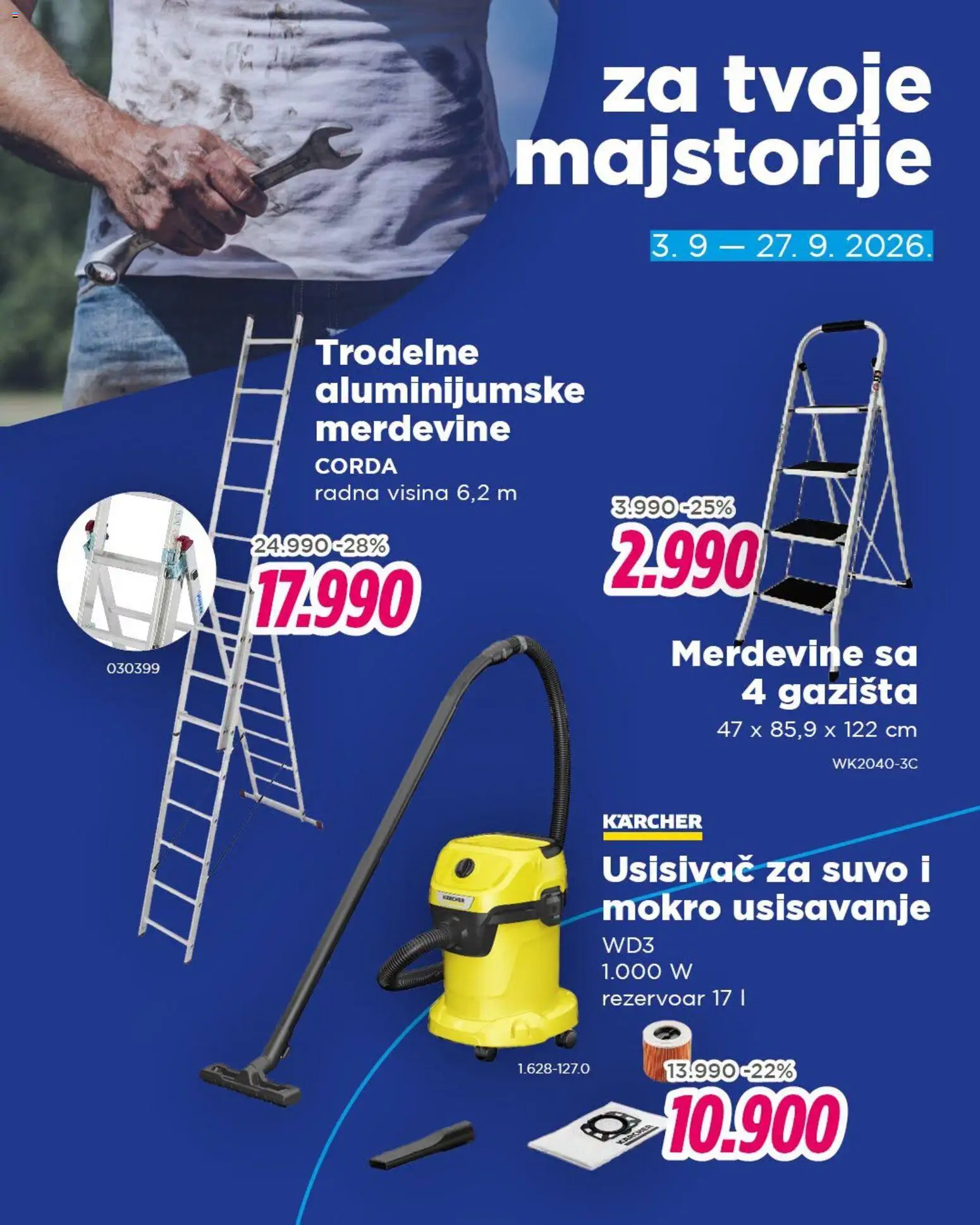 Okov katalog - važi od 03.09.2026 | Strana: 7 | Proizvode: Usisivač, Aluminijumske merdevine, Merdevine