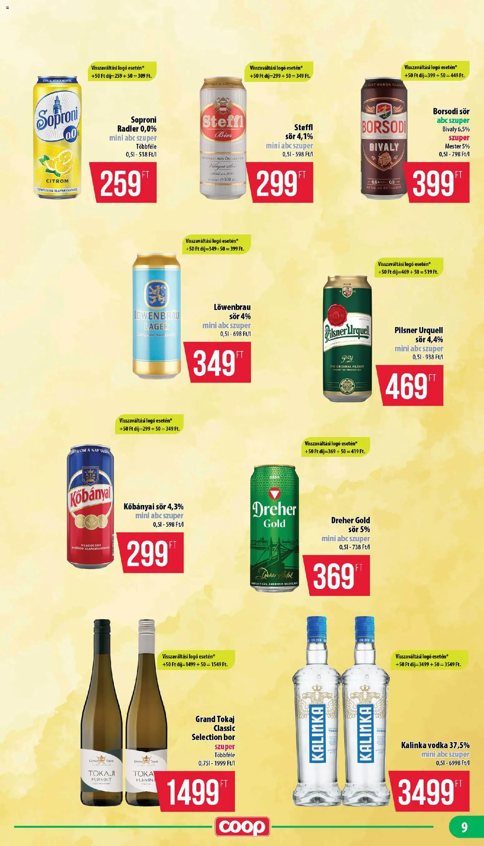 COOP akciós ujság - amely érvényes a következő dátumtól: 2026.09.24. | Oldal: 9 | Termékek: Löwenbräu, Kőbányai sör, Löwenbräu sör, Citrom