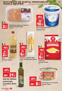 Ofertele Carrefour valabile de la 14.10.2026 | Pagină: 21 | Produse: Carrefour Classic, Sandviș, Pui, Porumb