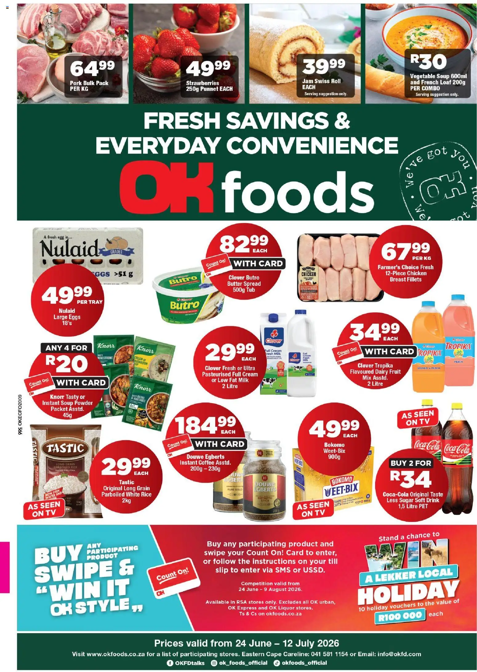 New OK Foods catalogue – valid from 24/06/2026 | Page: 1 | Products: Tray, Chicken, Powder, Pork