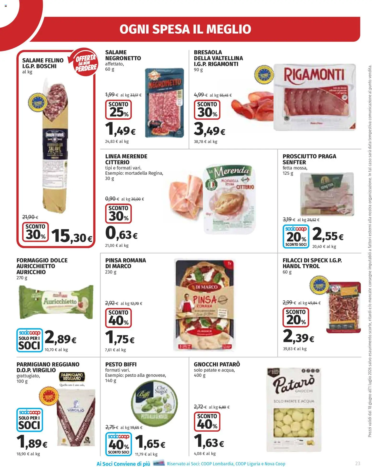 Volantino Ipercoop del 18.06.2026 | Pagina: 23 | Prodotti: Salame, Formaggio, Prosciutto, Parmigiano