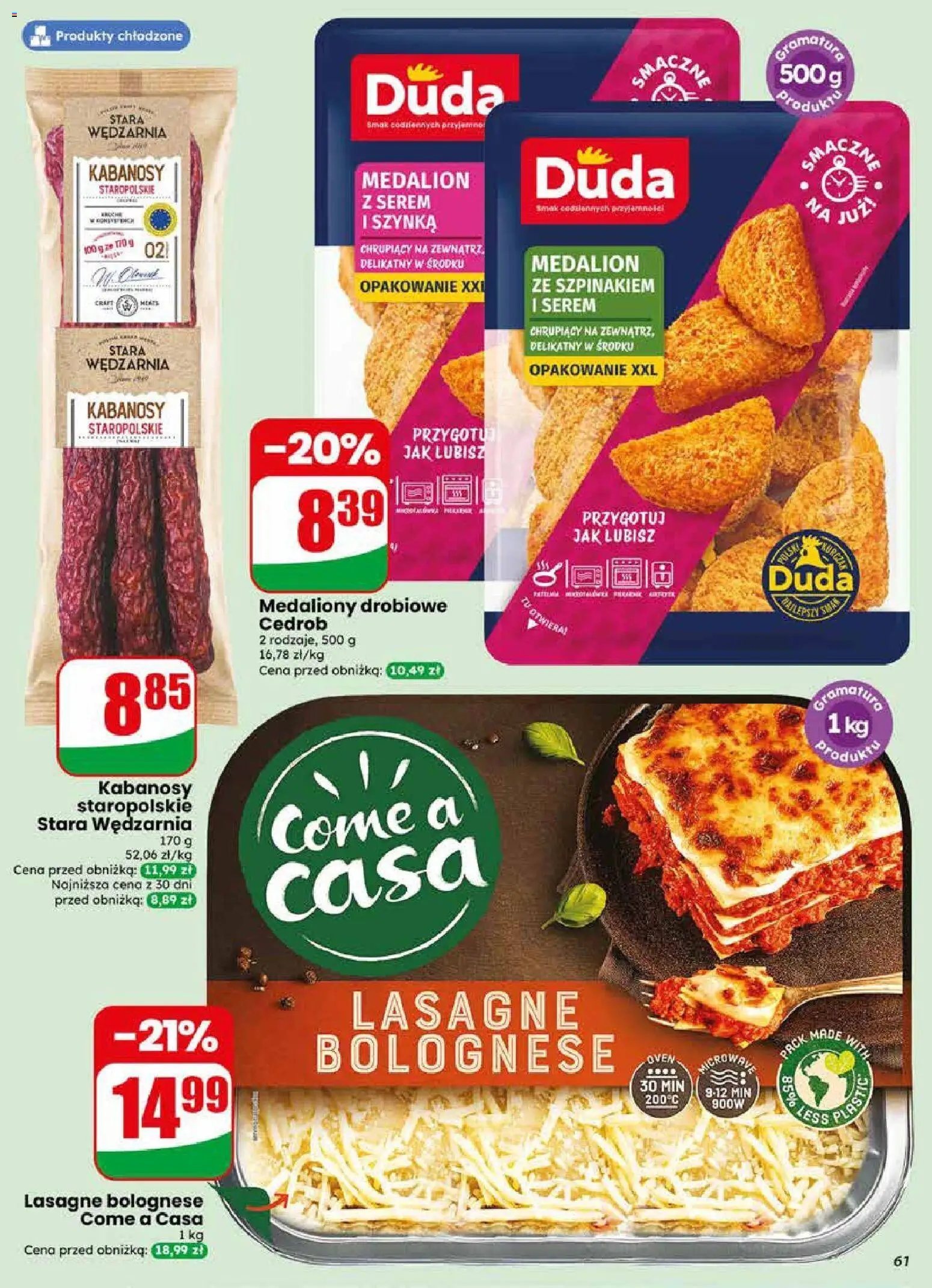 Dino gazetka od 20.05.2026 | Strona: 61 | Produkty: Kabanosy, Lasagne, Szynka, Lasagne bolognese