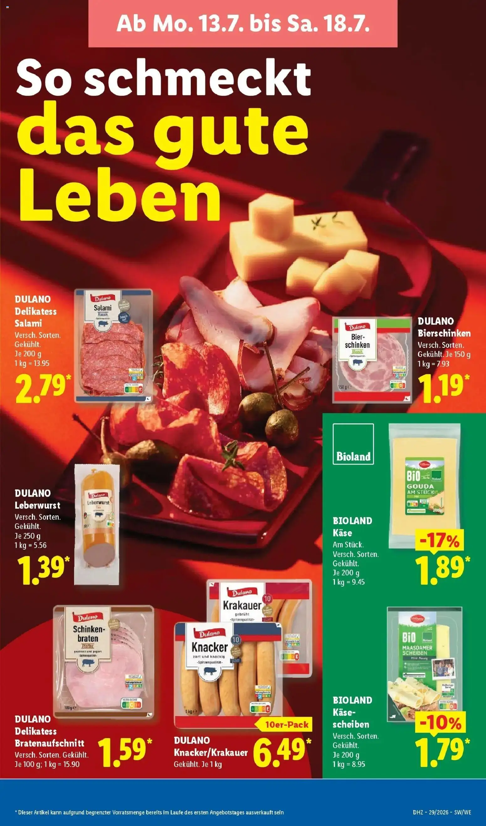 Lidl Prospekt Künzell – gültig ab 13.07.2026 | Seite: 17 | Produkte: Käse, Bier, Gouda, Schinken